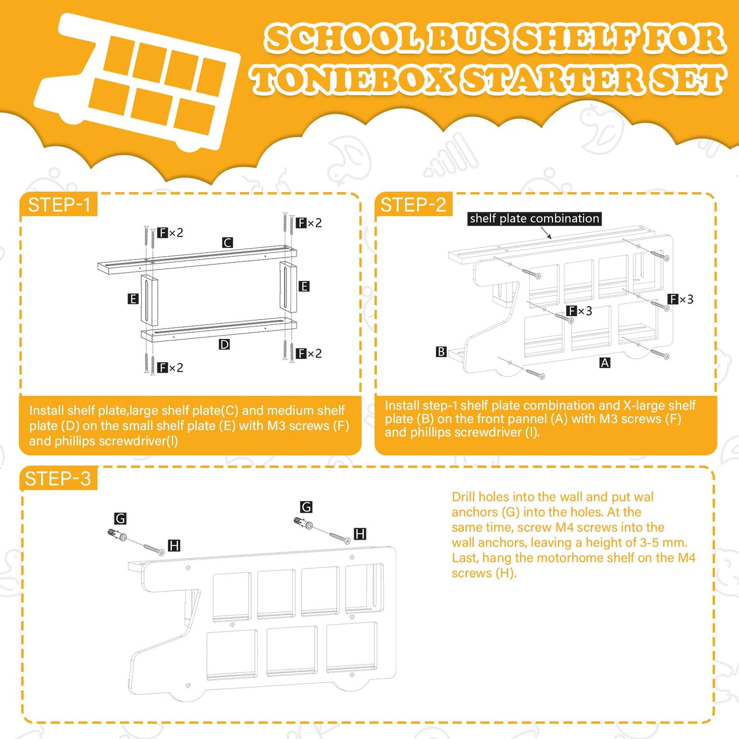 RZYLKA Car for Tonies Box Figures Characters Organizer Storage Shelf Wall Mounted, Bus Wooden Magnetic Floating Shelves for Tonies Characters, Display Collection 15~25 Characters