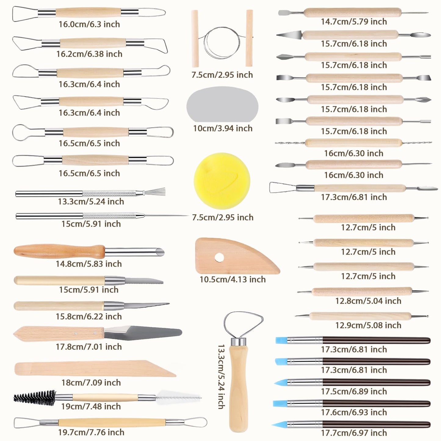 SHENOMAD 57PCS Clay Tools Kit with Wire Sculpting Tools Pottery Modeling Ceramics Polymer Tools Set for Air Dry Clay Carving Molding Pottery Crafting Beginners