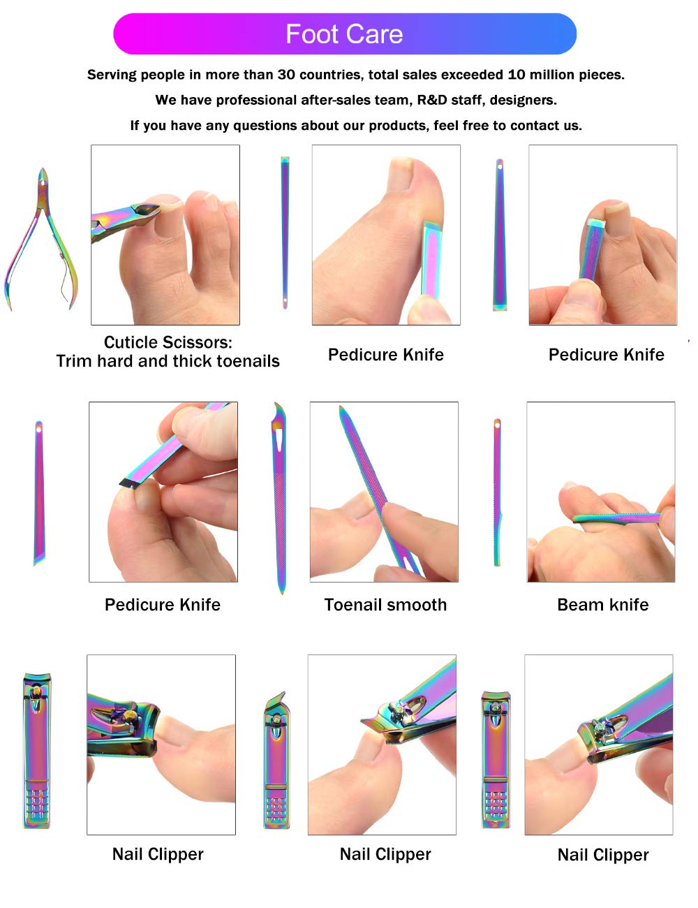 Rainbow Manicure Kits 18 Pcs Nail Clippers for Women Gift SFYDOM Women's Rainbow Leather Manicure Set (18-RainbowManicure Kits)