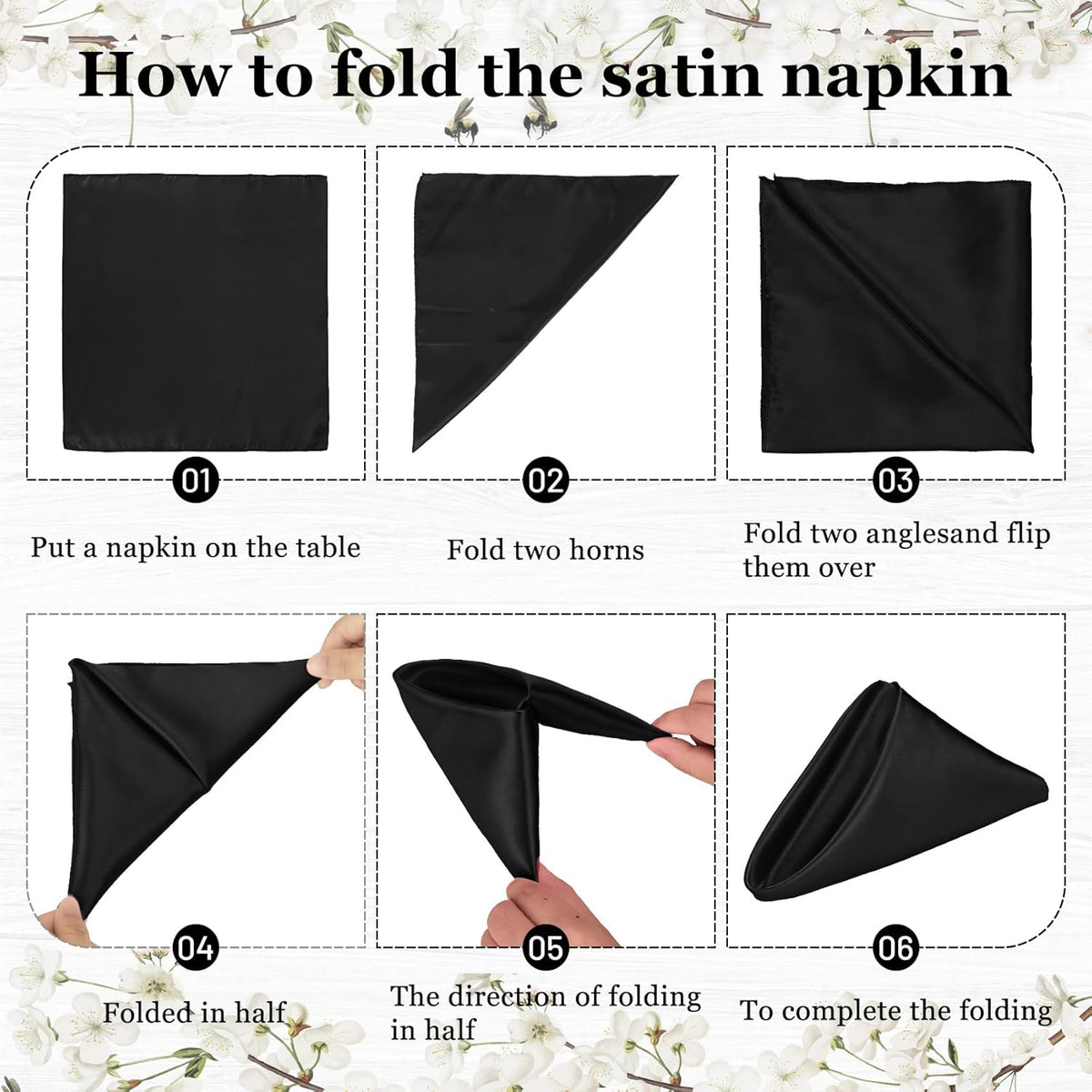 Bailarina 80 Pack Black Satin Napkins,17x17 Inches Wedding Napkins Square Soft Silky Table Napkins Bulk Decorative Elegant Cloth Napkin for Party Decoration, Banquet,Wedding,Graduation