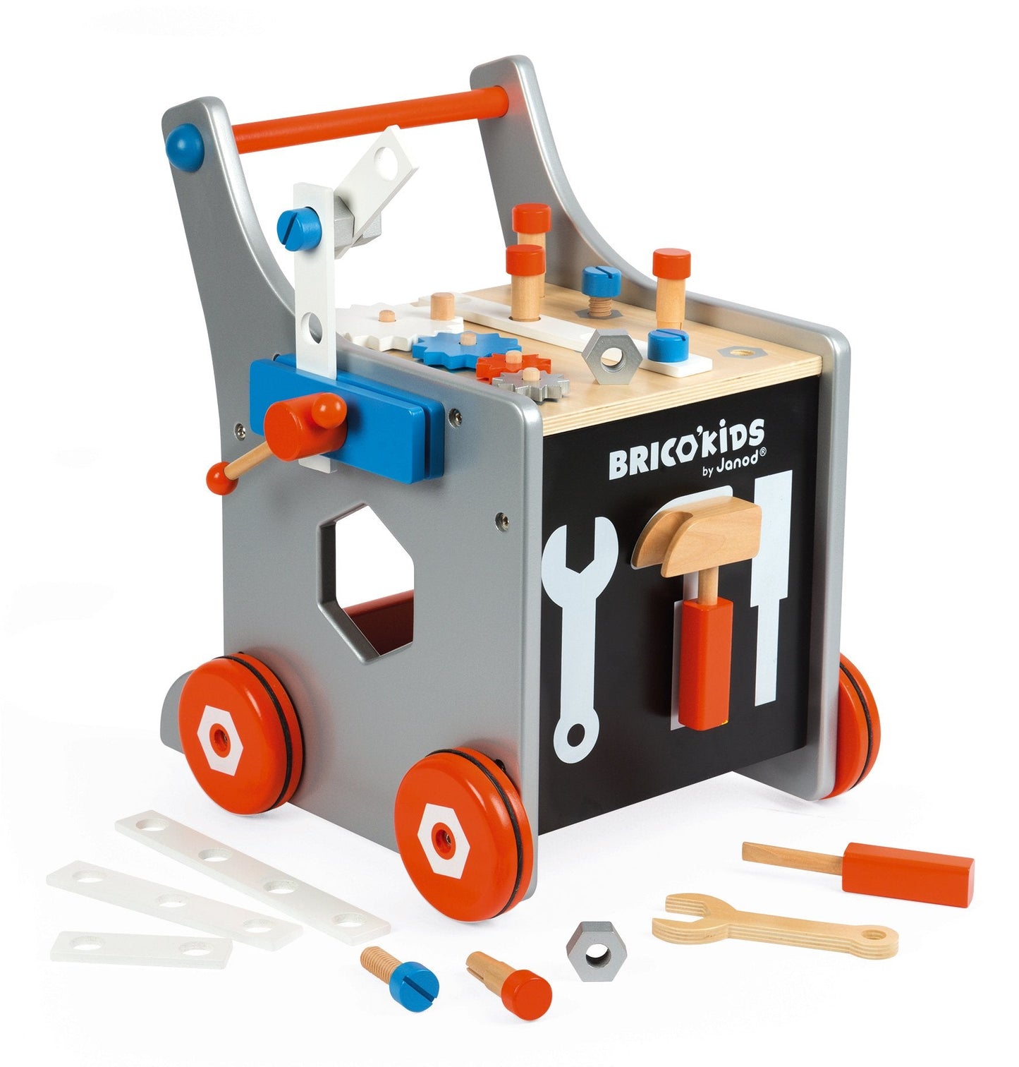 Janod Magnetic DIY Trolley, 26 Accessories, Ages 18+ Months, Wooden Construction - J06478