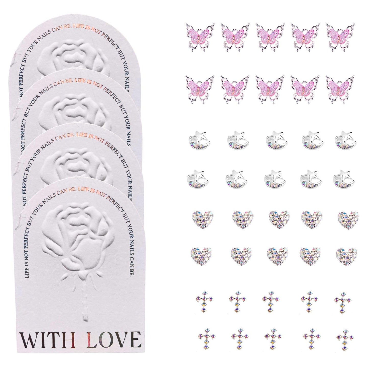 Press On Nails Packaging Kit and Nail Charms Bundle