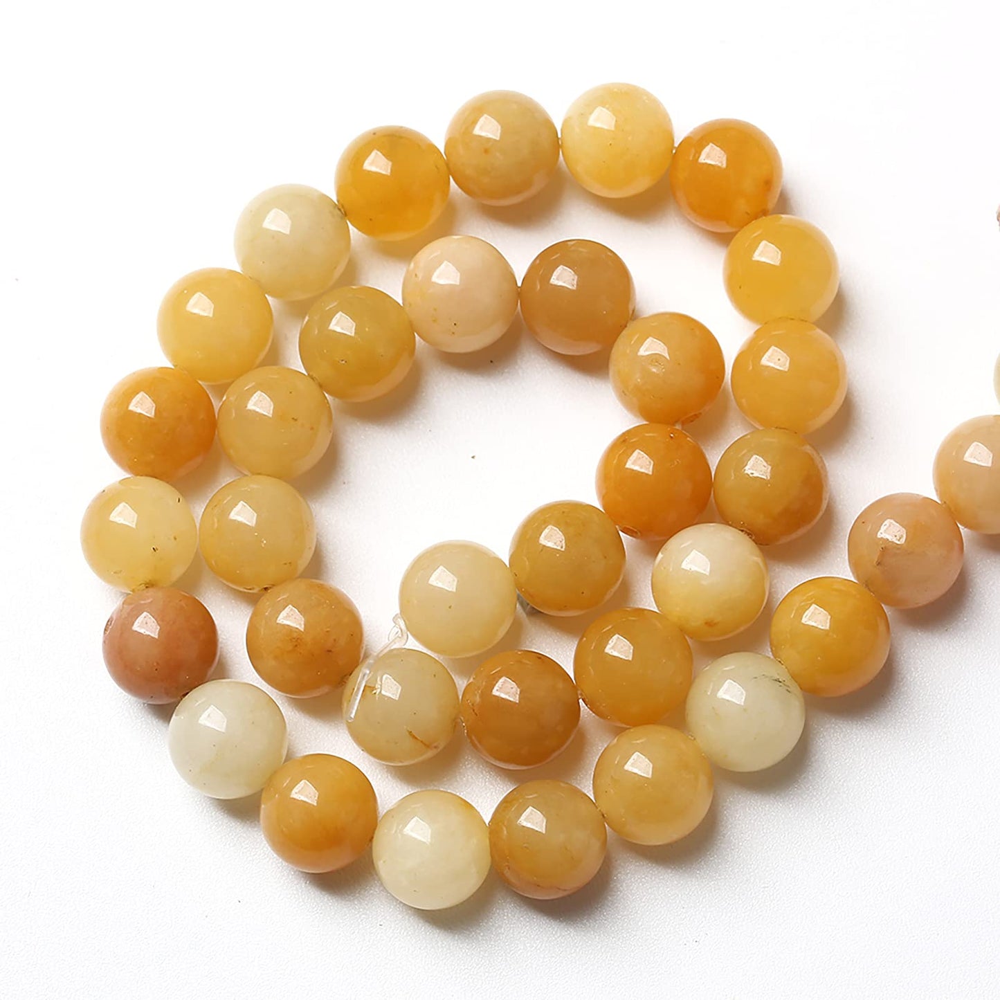 90PCS 8mm 45pcs Natural Yellow Aventurine Jade Beads Round Loose Beads Energy Crystal Healing Power Gemstone for Jewelry Making DIY Bracelet 32" 2 Strands
