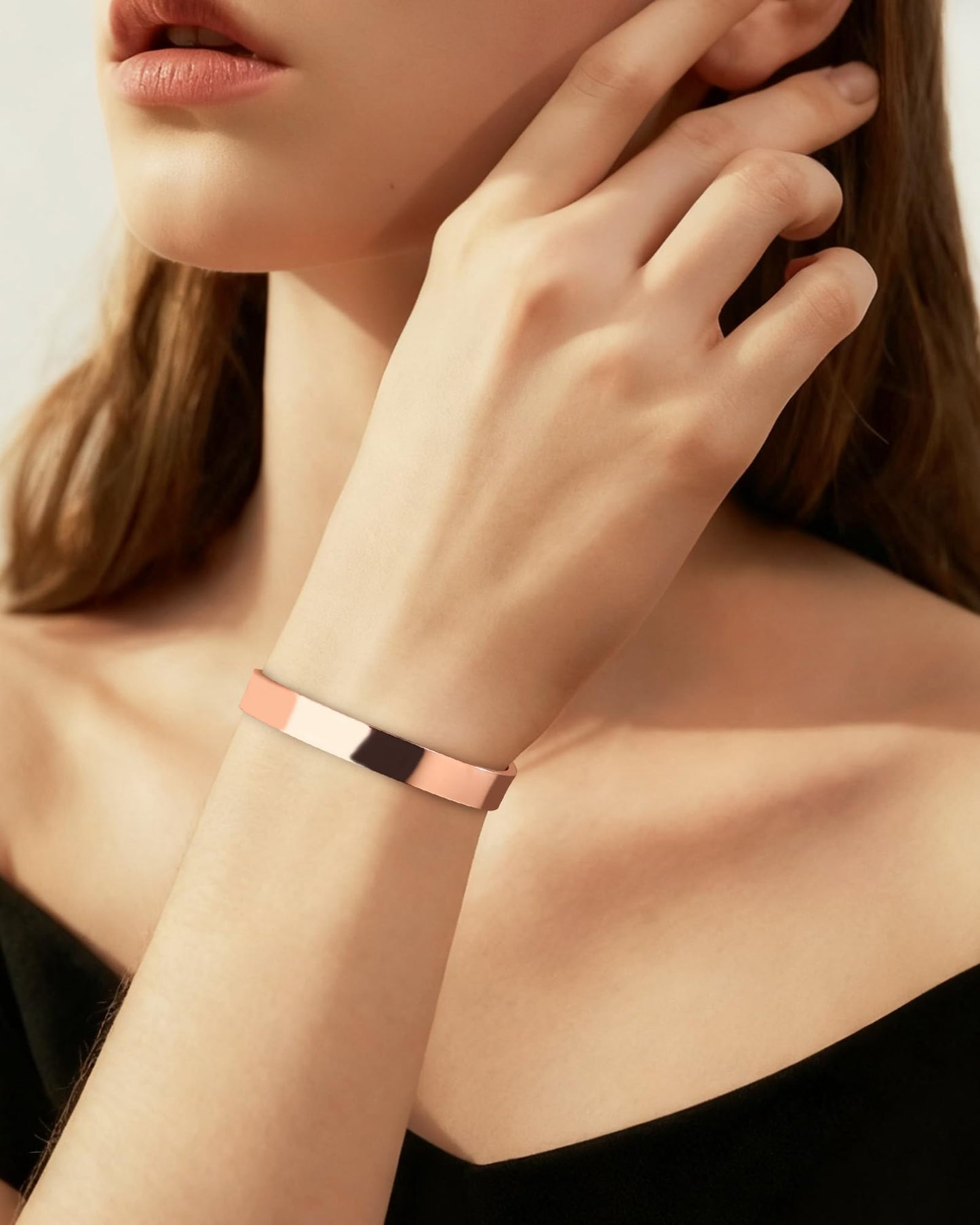 BioMag 2 Pcs Copper Bracelets for Women Men, 99.99% Pure Copper Cuff Bangle with 8 Pcs 3500 Gauss Magnets, Adjustable Size, Simple and Stylish Design