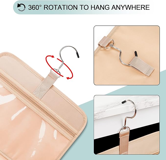 Travel Hanging Toiletry Bag for Women, Cruise Ship Essentials, with Jewelry Organizer, Extra Large Makeup Dopp Kit, Waterproof Cosmetic Bags, Toiletries Kit Set with Trolley Belt, Blue