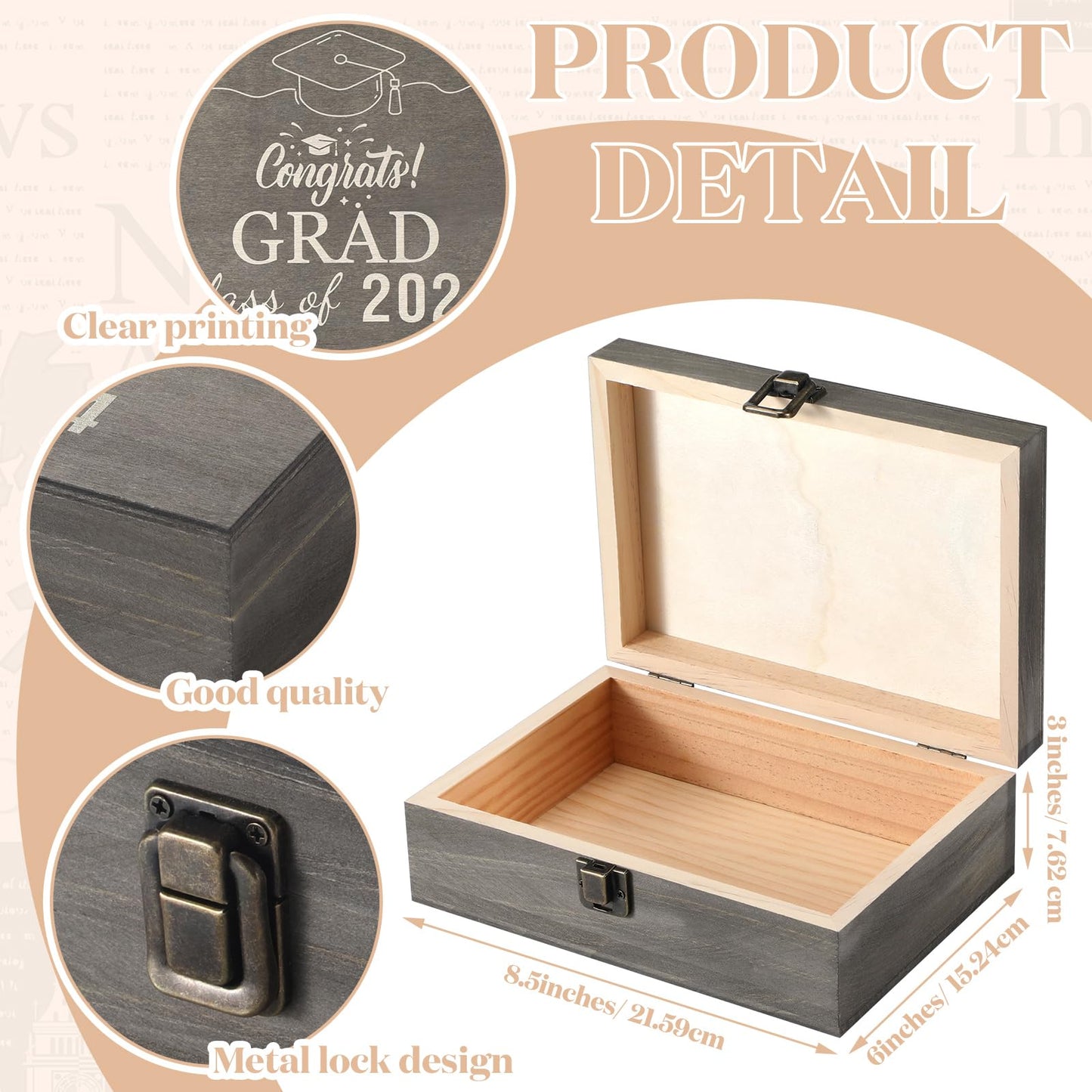 Seeloowy Graduation Memory Keepsake Box with Photo Custom 2026 Large Grad Card Box with Customized Picture Gift for Him Her for Graduate Grad High School Party(Black,Classic)