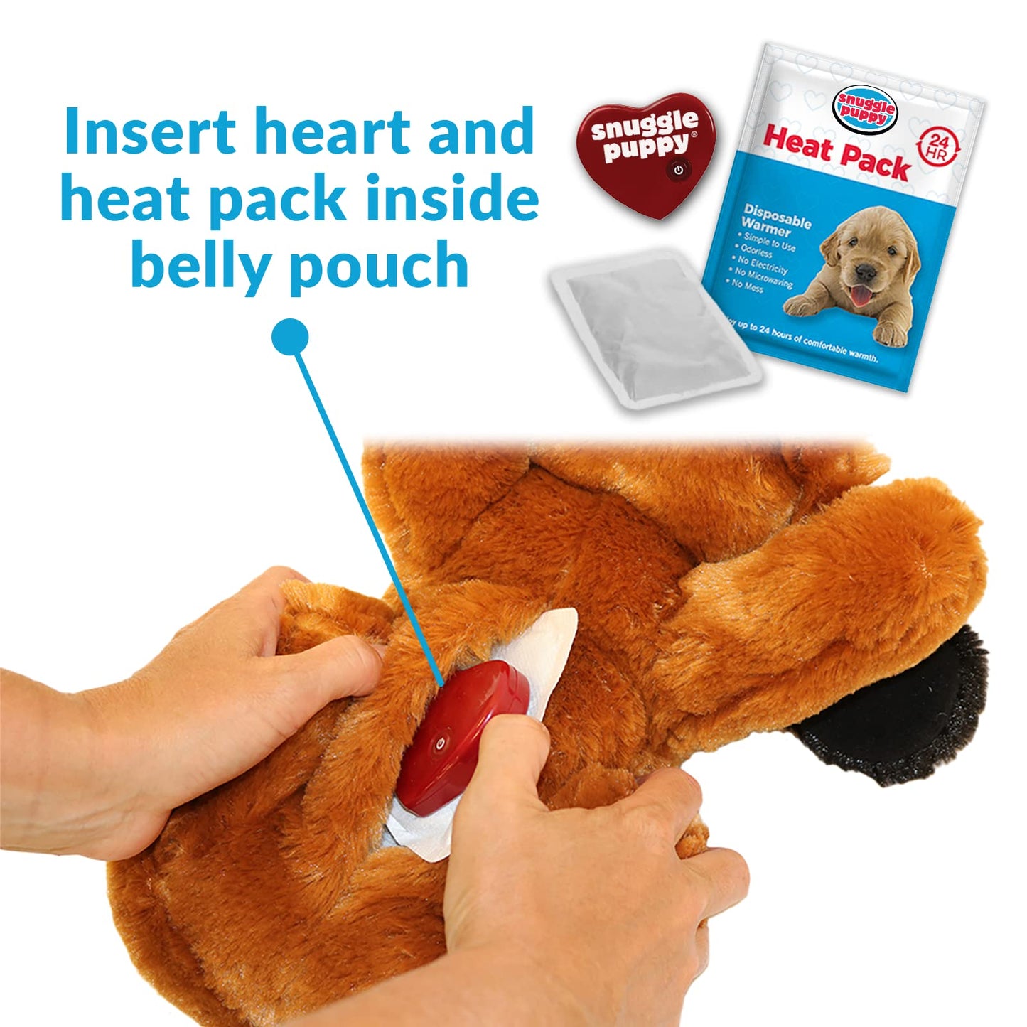 Snuggle Puppy Original Heartbeat Puppy Toy with Real-Feel Pulse & Heat Pack, Calming Sleep Aid for Puppy Anxiety, Crate Training, First Nights & New Puppy Transition - Biscuit