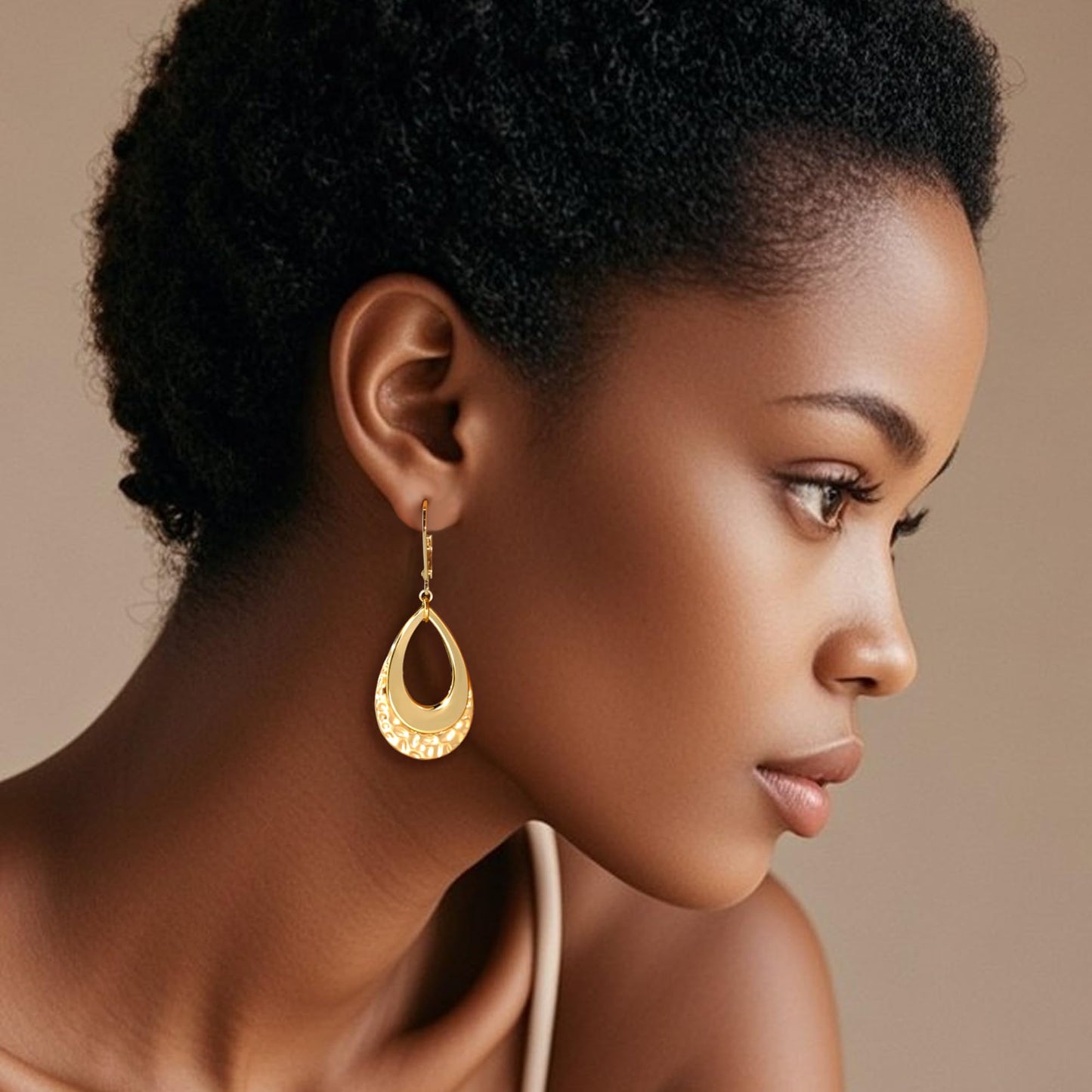 14K Gold Teardrop Dangle Earrings for Women Gold Layer Leverback Hammered Dangle Earrings Jewelry Hypoallergenic Waterdrop Leverback Dangle Earring for Gifts