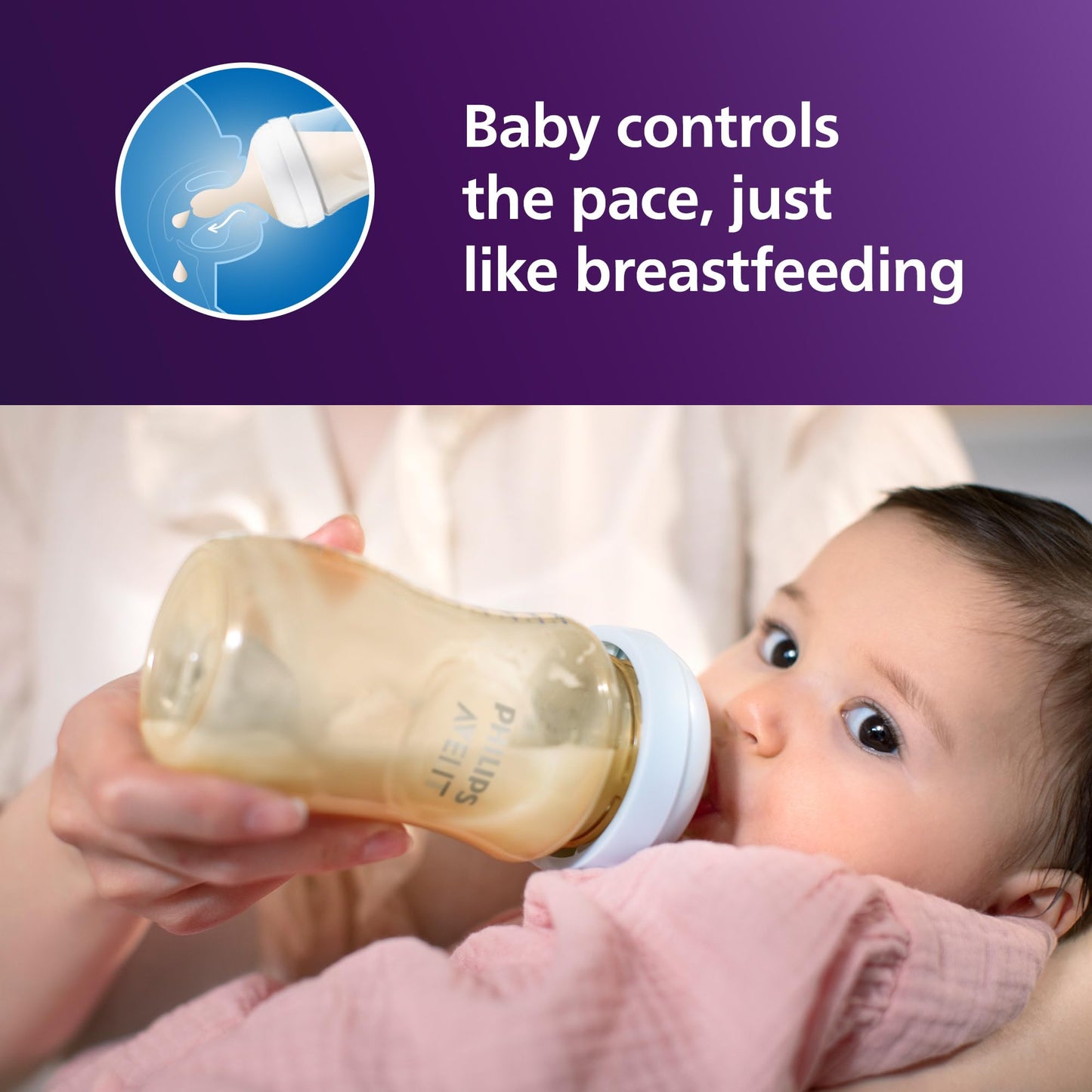 Philips Avent PPSU Natural Baby Bottles - with Medium Flow Nipples (Flow 3), 9oz, 2-Pack, SCY943/12