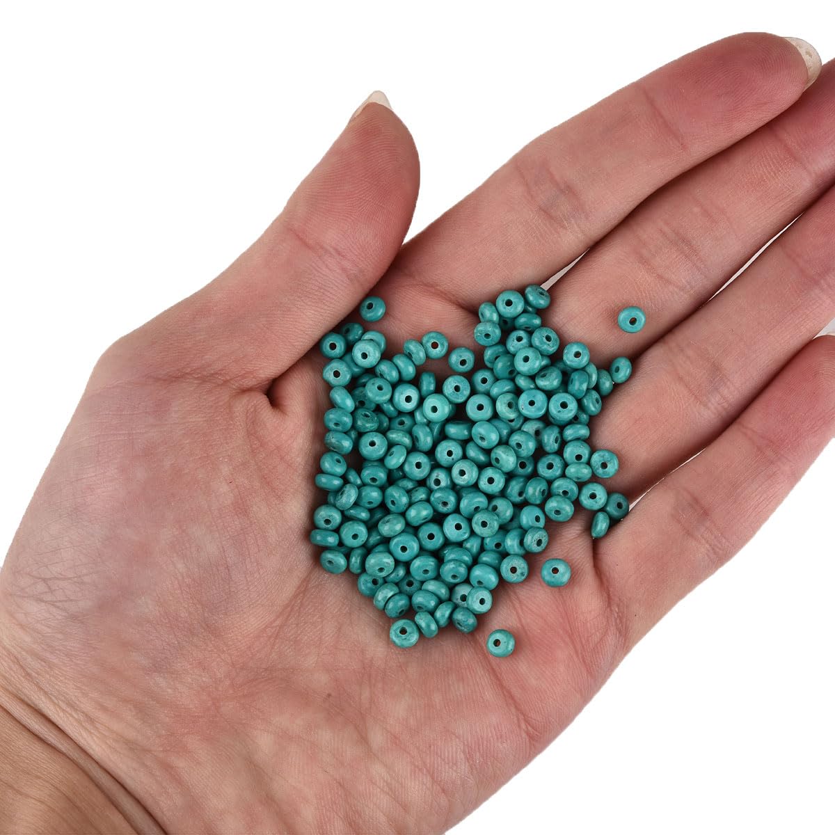 180pcs 4x2mm Green Turquoise Disk Rondelle Spacer Natural Stone Semi Precious Gemstone Loose Beads for Jewelry Making 15.5 Inch