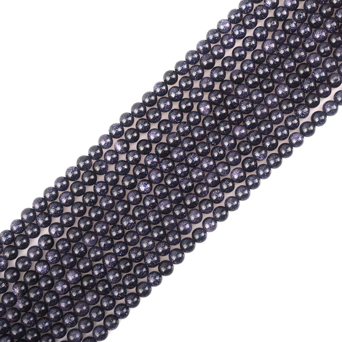 ICAI Beads 10mm Natural Blue Sand Goldstone Round Loose Stone Beads for Jewelry Making DIY Crafts Design 1 Strand 15" APPR.34-36pcs