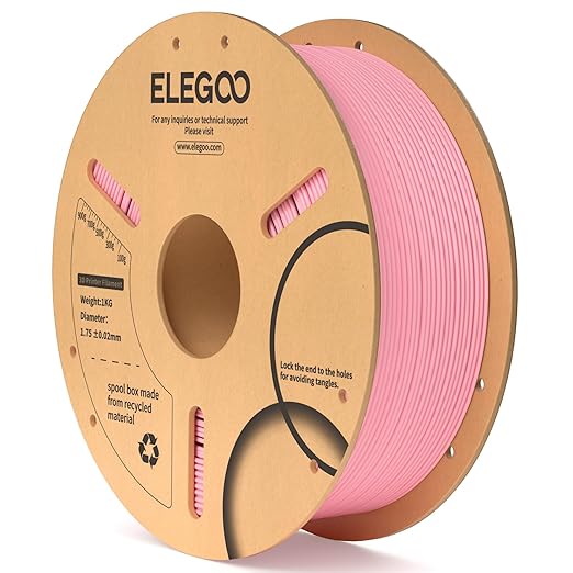 ELEGOO PLA Filament 1.75mm Pink 1KG, 3D Printer Filament Dimensional Accuracy +/- 0.02mm, 1kg Cardboard Spool(2.2lbs) 3D Printing Filament Fits for Most FDM 3D Printers