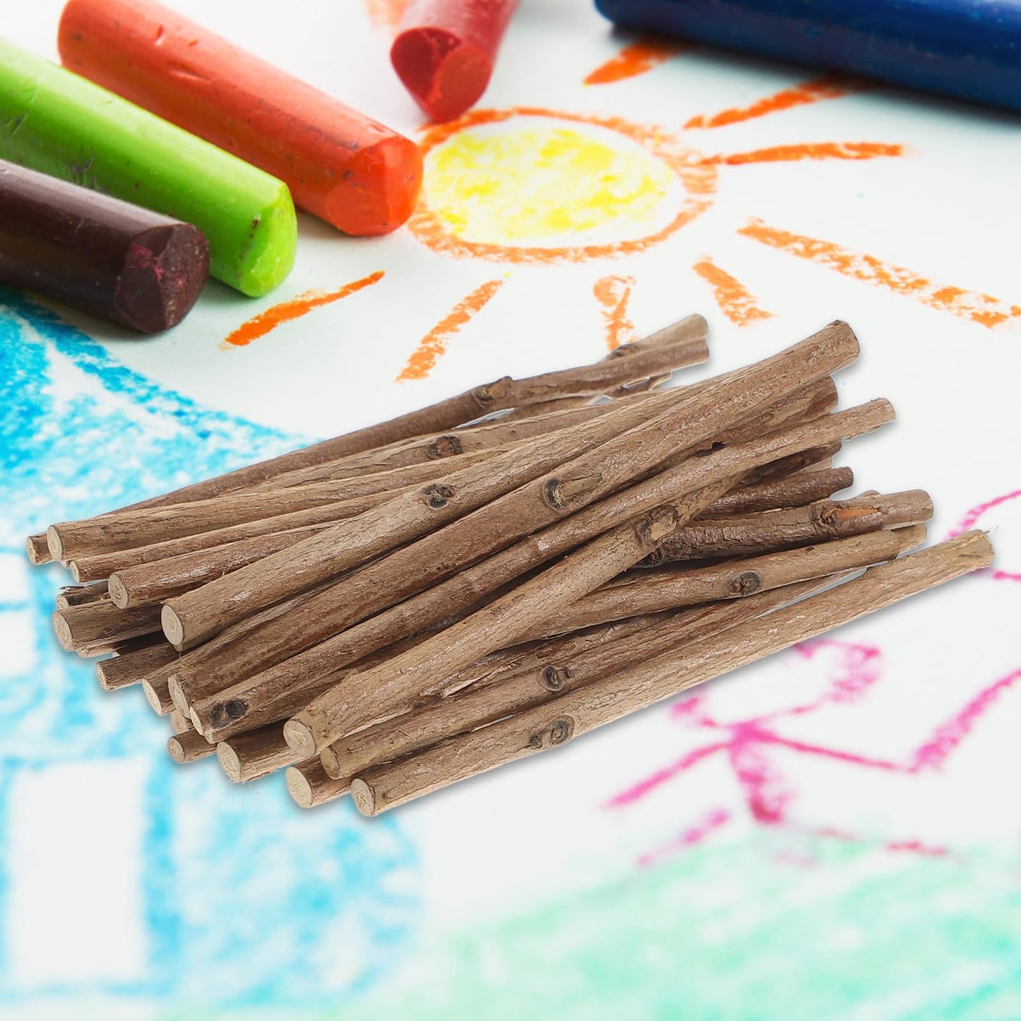 Tinksky 10CM Long 0.3-0.5CM in Diameter Wood Log Sticks for DIY Crafts Photo Props 100pcs (Wood Color)