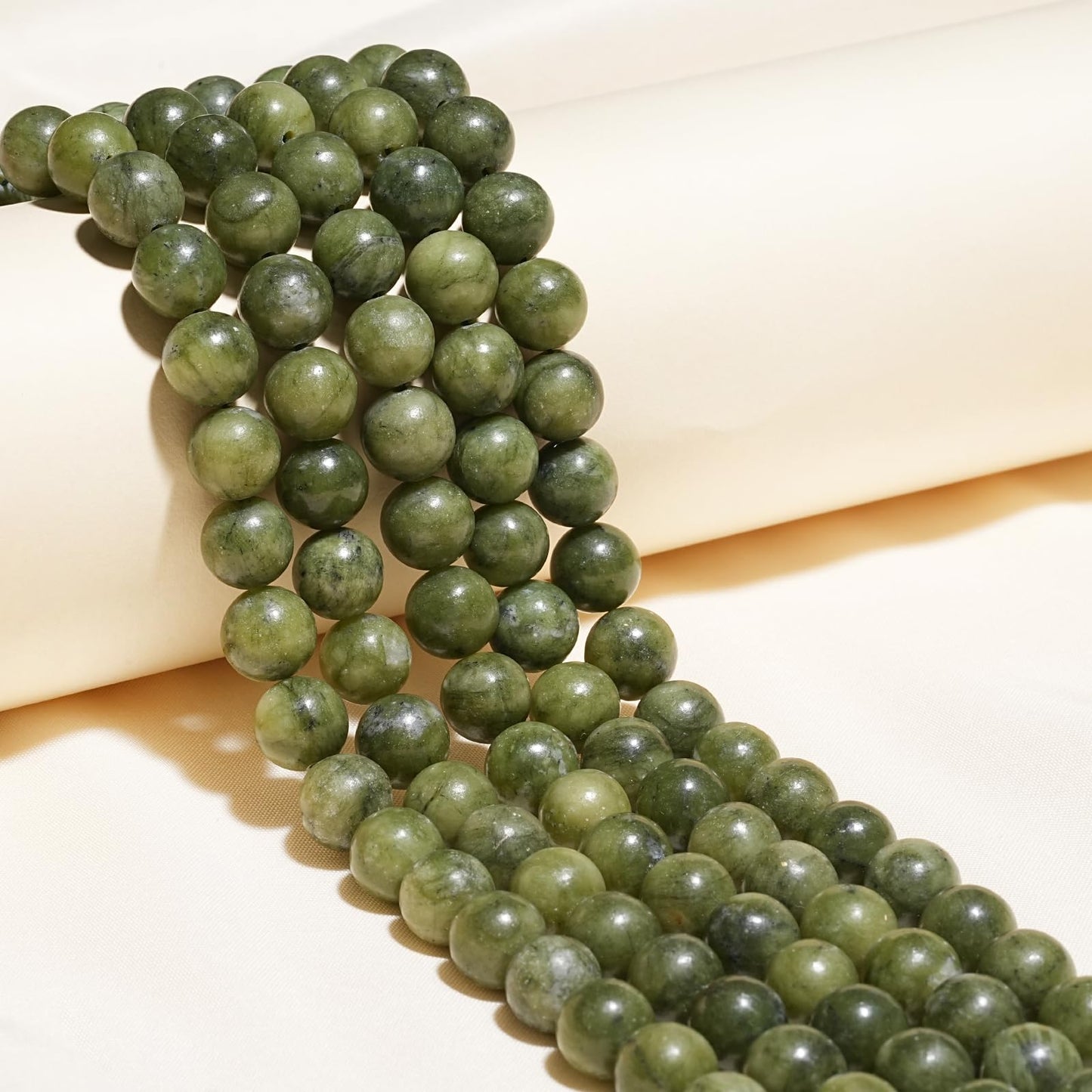 8mm Natural Taiwan Jade Gemstone Beads Polished Round Smooth Stone Beads for Bracelets Jewelry Making 15inch Loose Beads