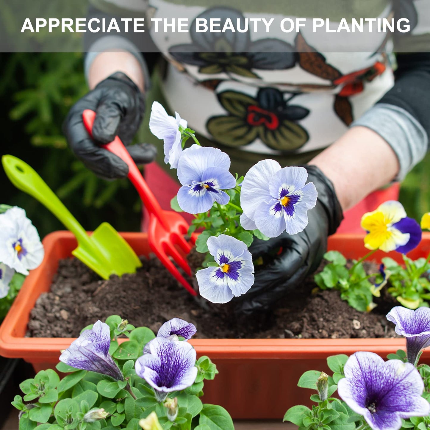OSMOFUZE 6 Packs Window Box Planter, 17 Inches Flower Window Box Rectangular Plastic Vegetable Planters with Trays for Windowsill, Patio, Garden, Balcony, Brick Red