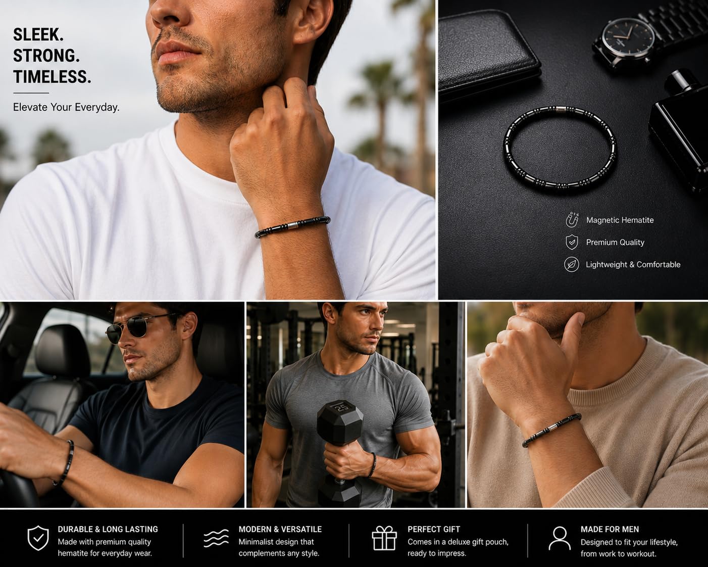 Accents Kingdom Magnetic Hematite Anklet Magnetic Hematite Bracelet, 10"