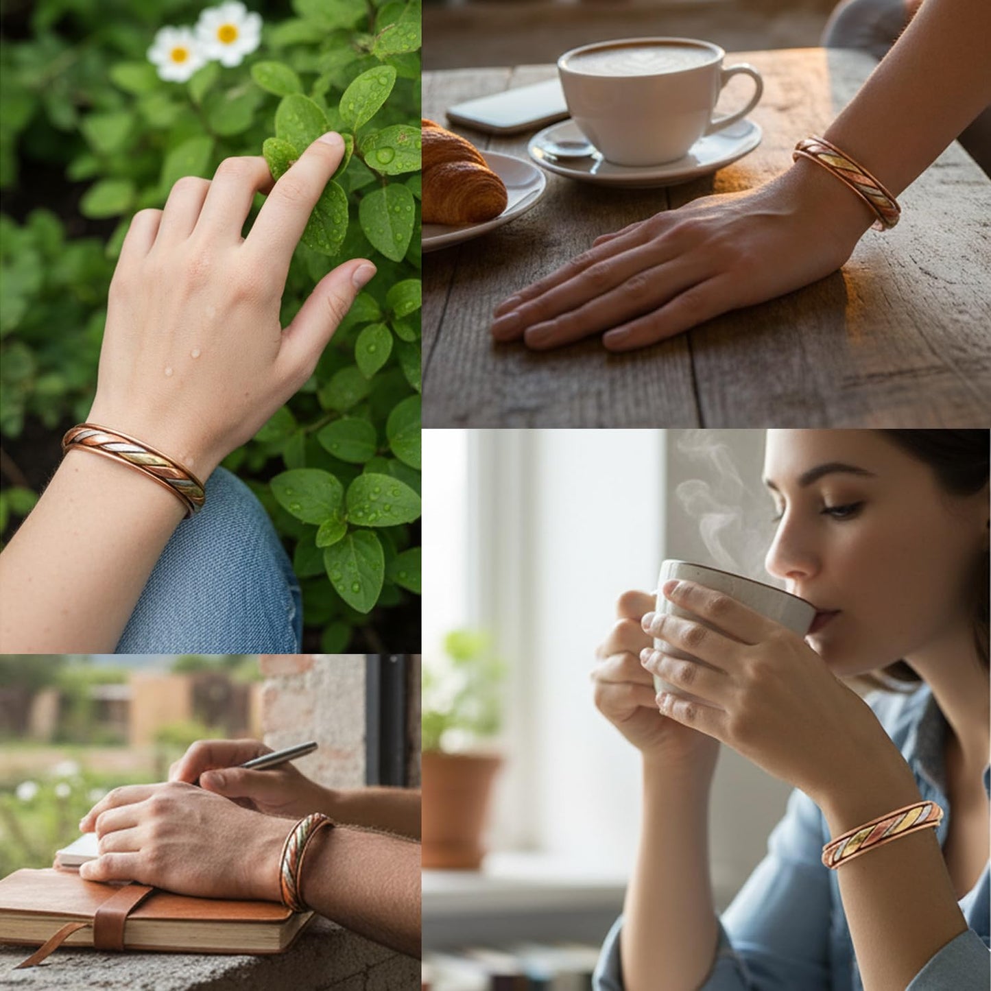 Touchstone copper bracelets | gift for men women |adjustable 100% pure solid real magnetic jewelry | handmade bracelet set combo | rope braided tibetan bangles. Set of 3 different designs