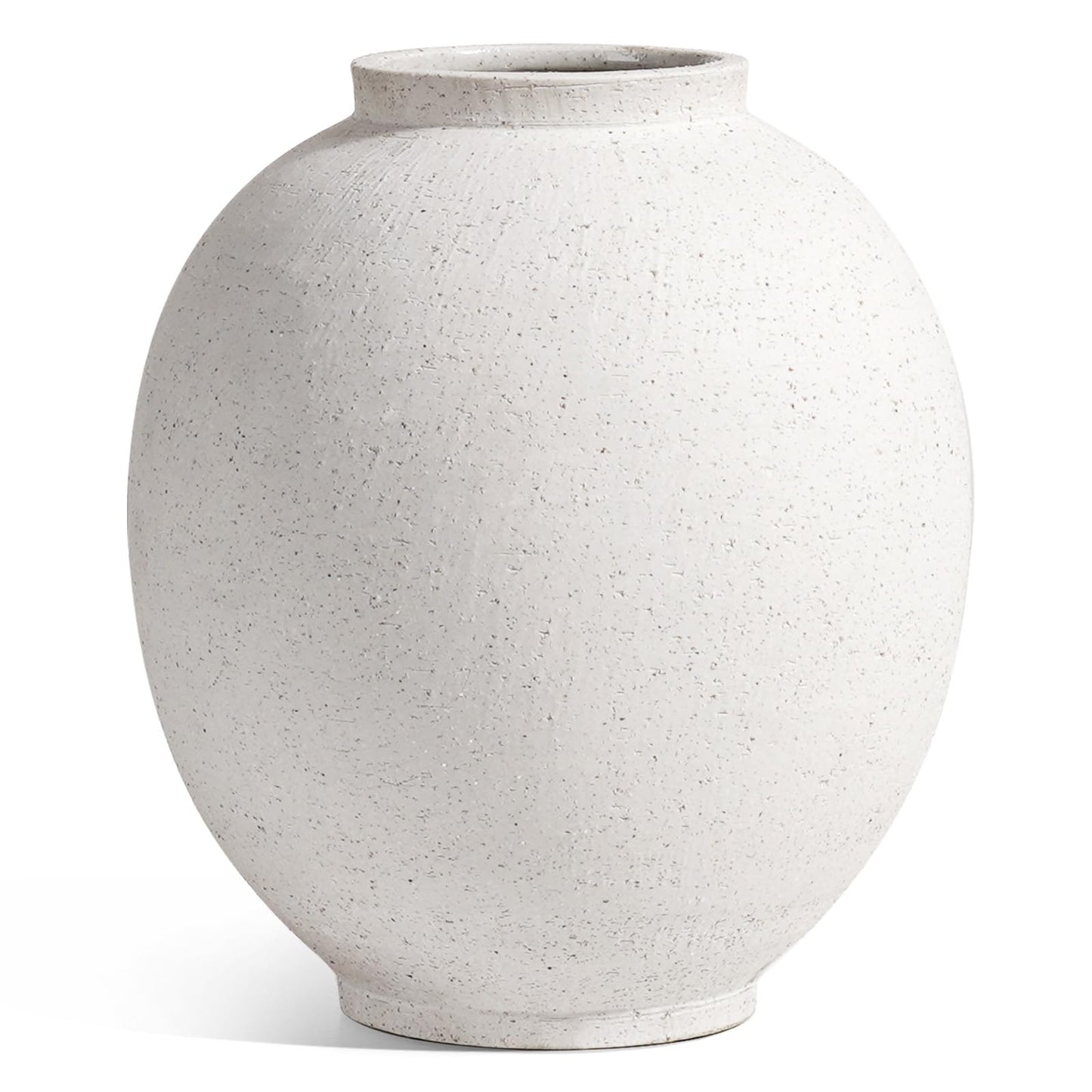 Large White Ceramic Vase - 9.8 Inch Rustic Farmhouse Flower Vase for Home Decor, Minimalist Tall Vases for Living Room, Table, Bathroom, Holiday & Weddings (Sandstone White)