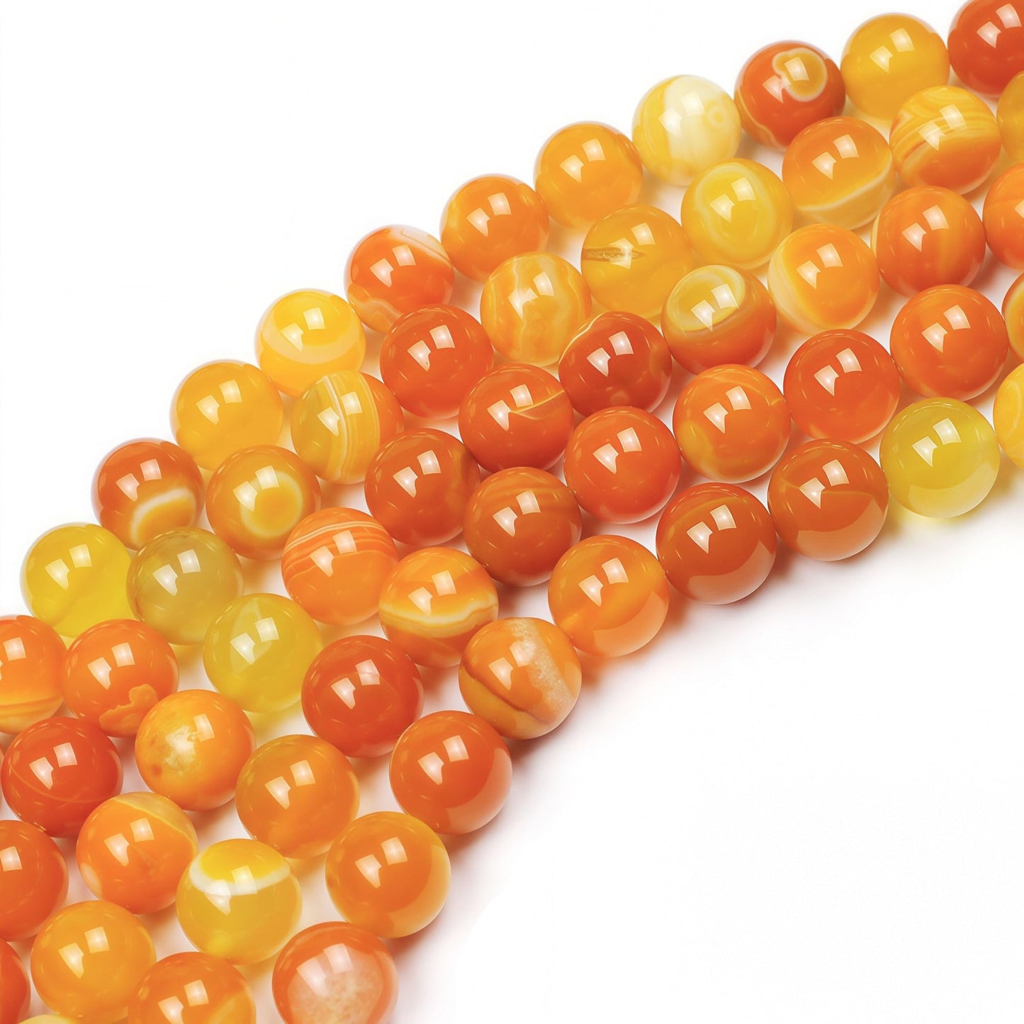 MJDCB Natural Stone Beads Orange Stripe Agate Round Loose Beads for Jewelry Making DIY Bracelet Necklace (10mm)