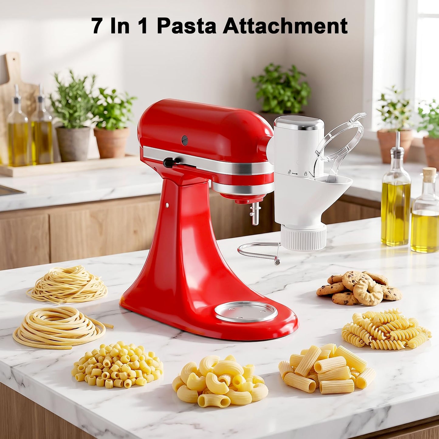 Gourmet Pasta Press Attachment for Kitchenaid Stand Mixer, Pasta Kitchenaid Attachment with 7 Interchangeable Pasta Shapes, Pasta Maker Attachment by FGREEBLE