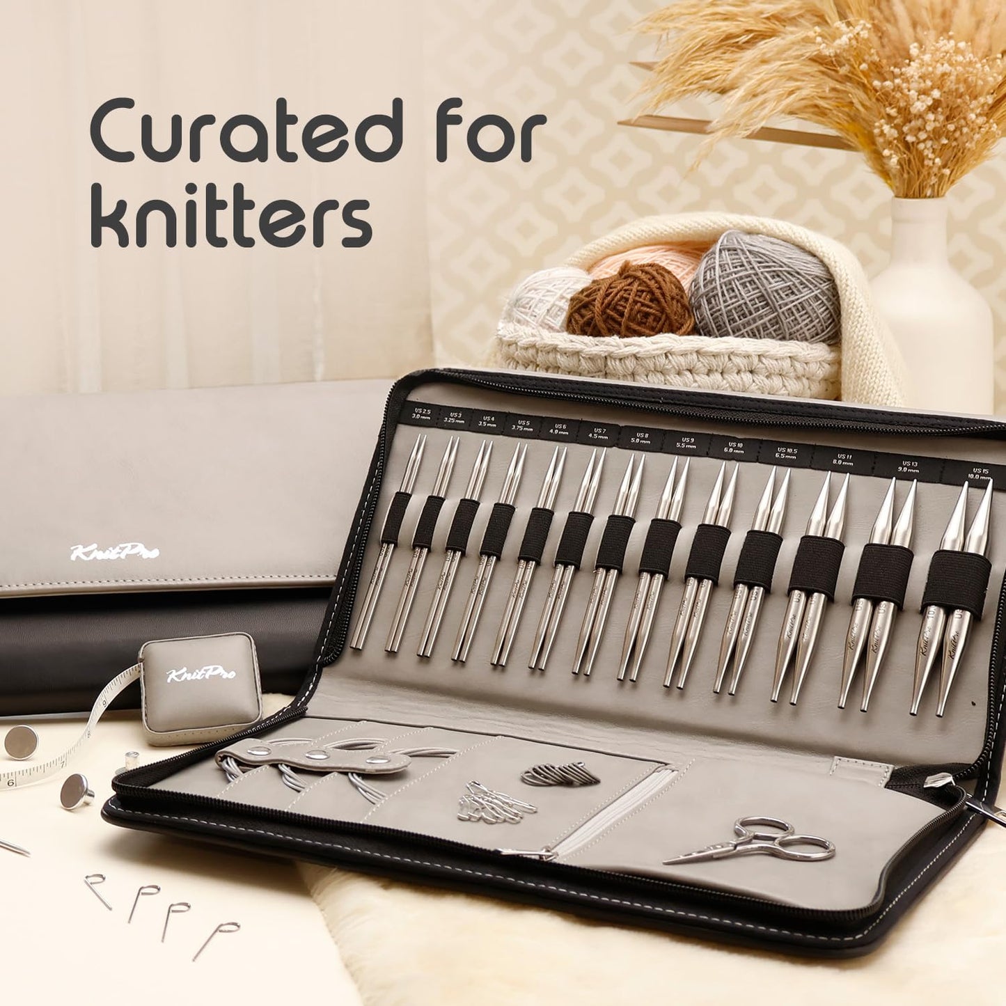 KnitPro Stelo Grande Normal Interchangeable Needle Set 5" (13cm) | 13 US Sizes (2.5 to 15)