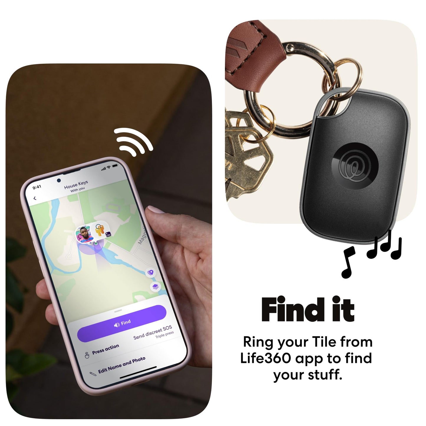 Life360 Tile Pro - Powerful Bluetooth Tracker, Key Finder and Item Locator for Keys, Bags and More. Both iOS and Android Compatible. Phone Finder. 1-Pack (Black)