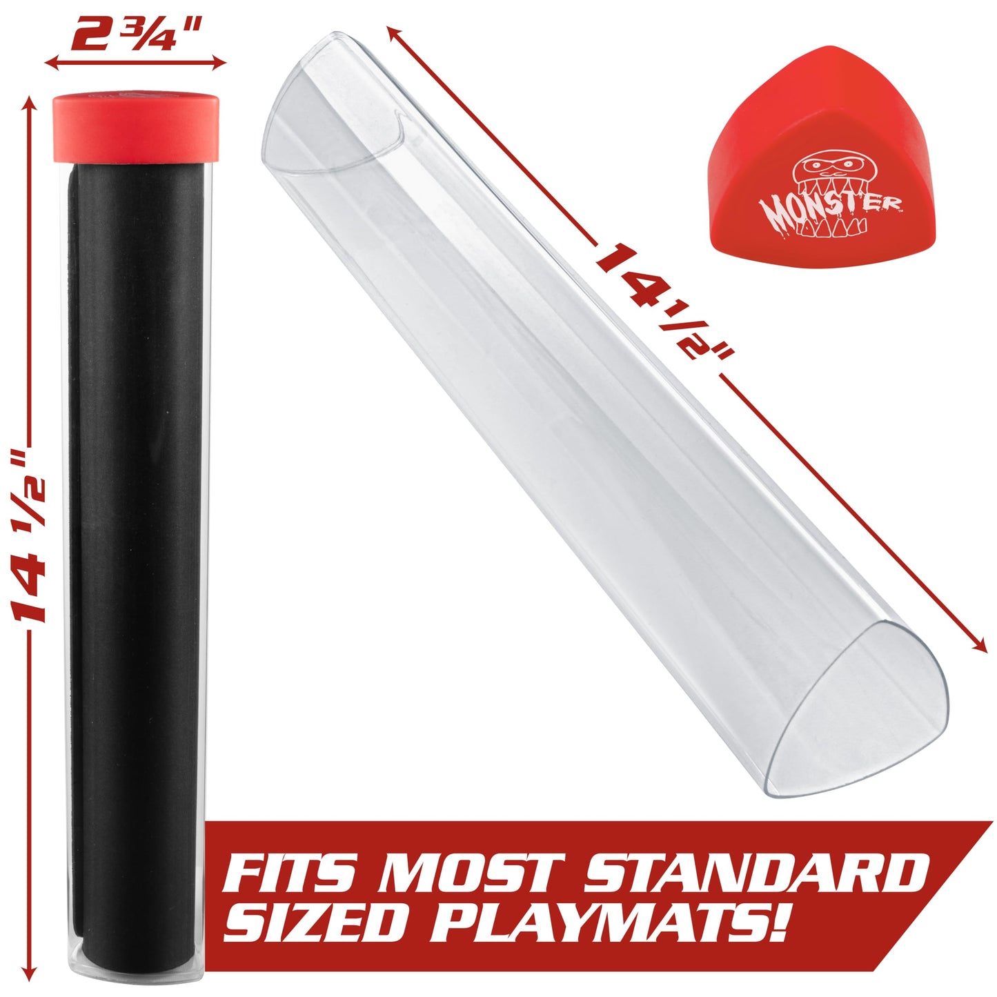 The Original Monster Prism Playmat Tube (Red) -TCG Game Mat Storage Compatible with MTG: Magic the Gathering & Other RPG Games- Easy in and Out Case Design, Holder Won't Roll Off Surfaces