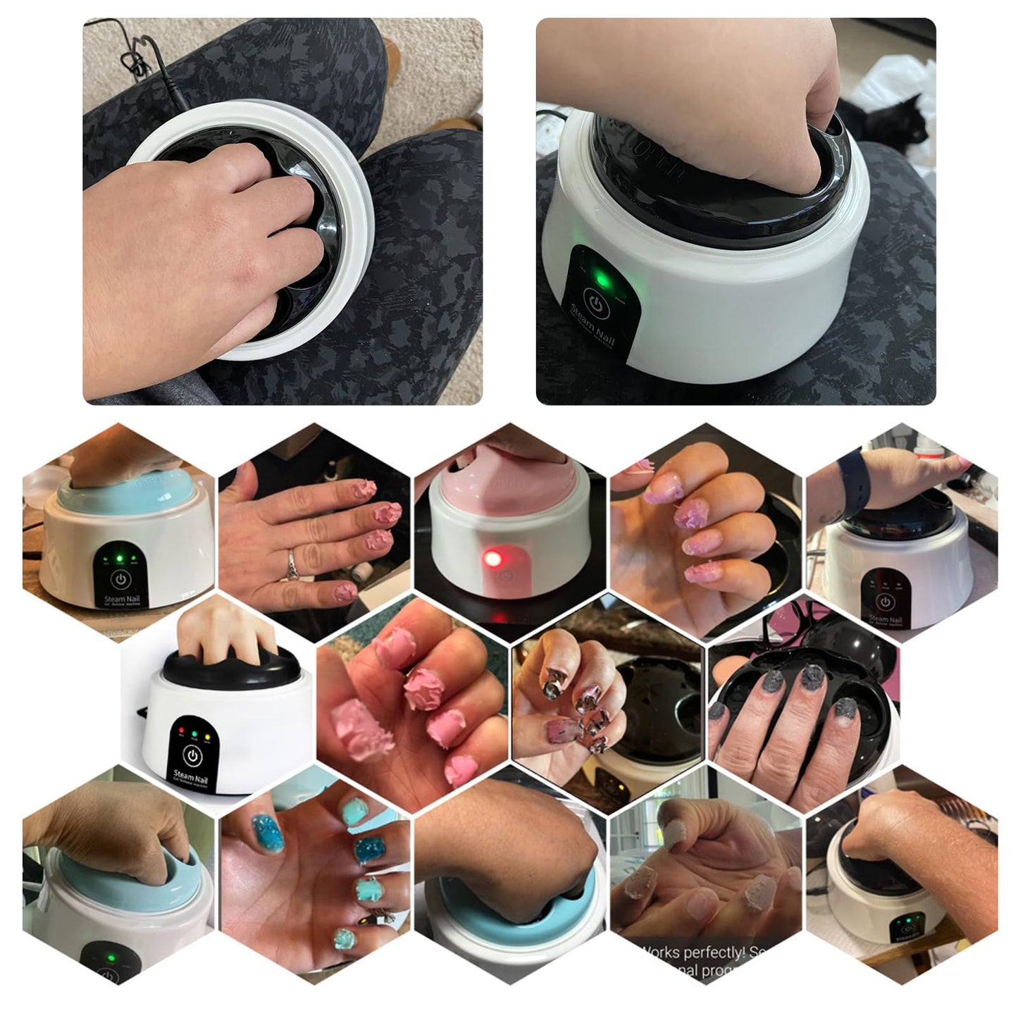 Nail Soaking Bowl, Electric Soak off Bowl Manicure Soaker for Gel Nail Polish Remover, Acrylic Nails, Dip Powder Remover, White