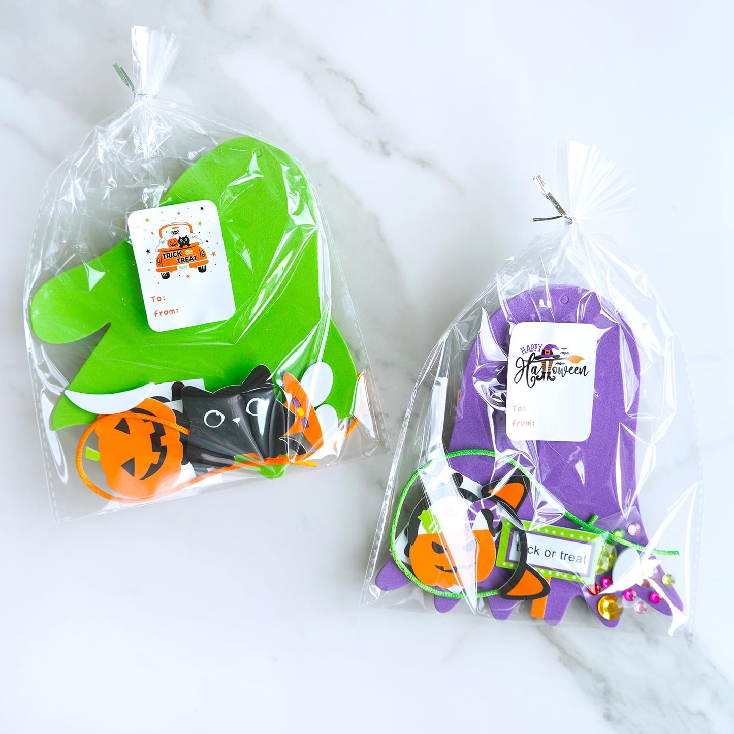 Winlyn 24 Set Fall Crafts DIY Halloween Ghost Tree Ornaments Decorations Kit with Foam Ghost Stickers for Kids Party Favors & Classroom Art Activities