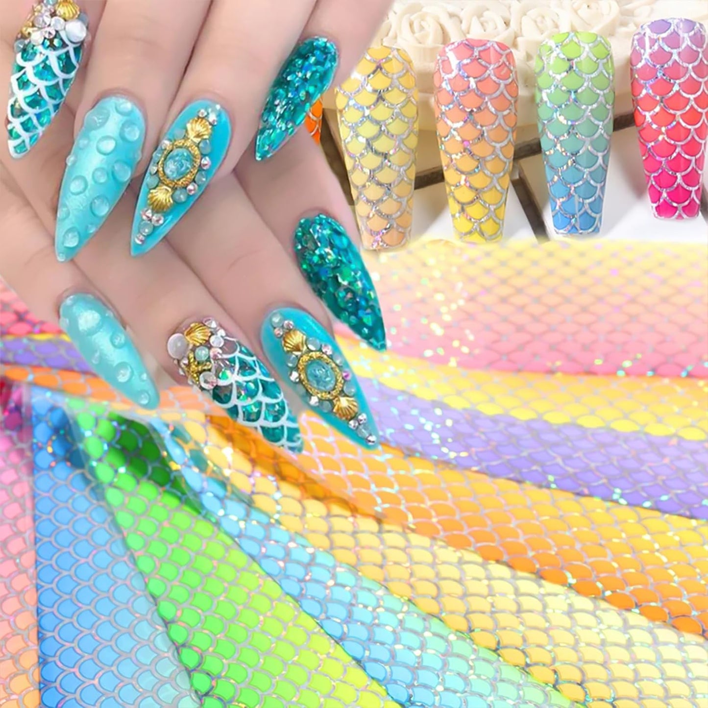 Nail Foil Transfer, DANNEASY 30 Roll Starry Sky Star Nail Foils Sheet Iridescent Foil Stickers for Nails Holographic Nail Art Foil Transfer Nail Design Stickers Nail Stickers Decals