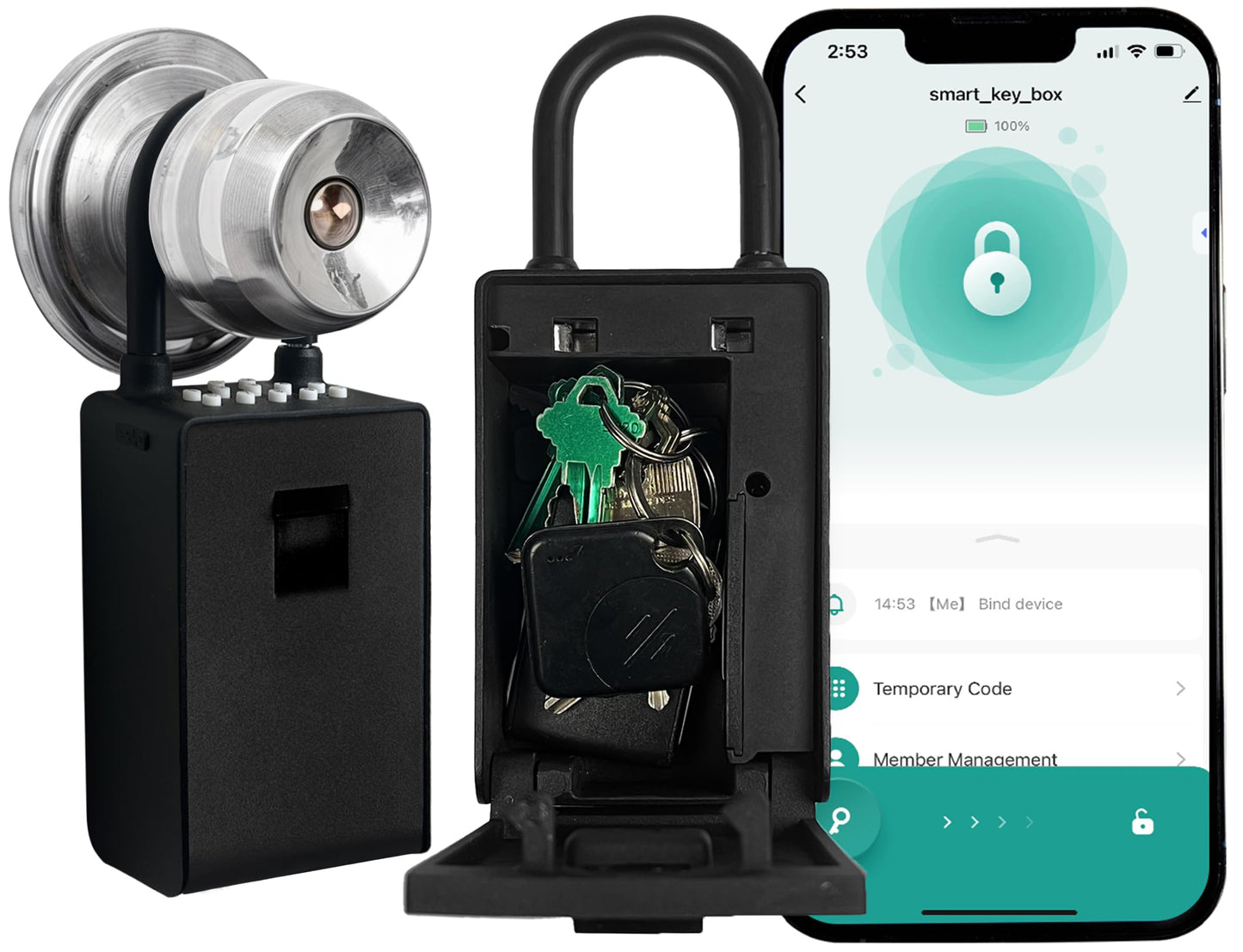 Kingsley Smart Wall Mount Key Lock Box with Bluetooth Keyless Entry, Extra Large for Keys & Access Cards, Auto Lock, App Control, IP65 Waterproof, Secure Code, for Home, Office, & Airbnb (Standard)