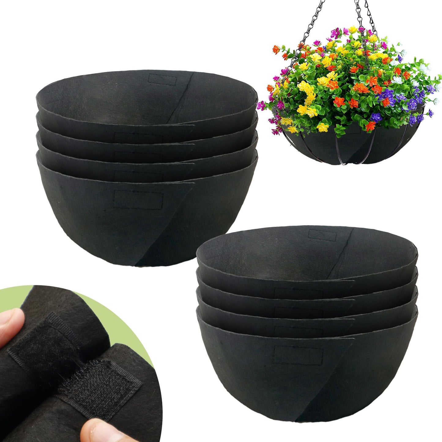 Sumloty 8 Pack 14 Inch Fabric Planter Basket Liner- Felt Flower Pot Liners Replacement Coco Fiber Liner for Hanging Basket Flowers Round Hanging Basket Liners Prevent Birds from Nesting