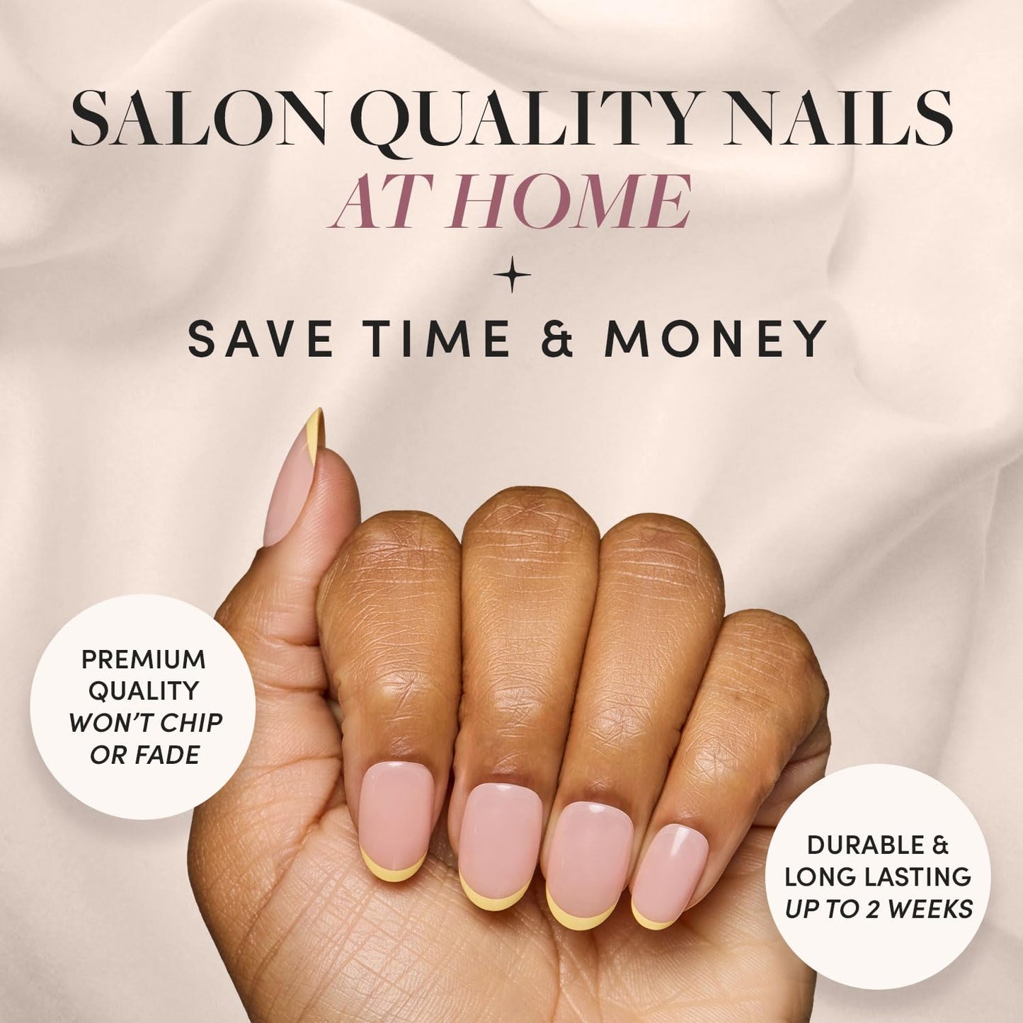 Glamnetic Press-On Nails Bundle - French Butter & Fall Mauve | Short Round Yellow French Tips with a Glossy Finish | Muted Blush Mauve Short Oval False Nails | Reusable, Salon-Quality Nail Kits