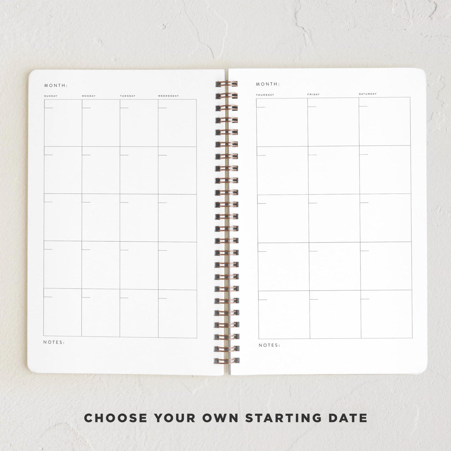 Minted Botanical 2026 Weekly & Monthly Undated Planner, 5.5" x 8.5" Floral Spiral Bound Planner Notebook for School, Work, 132 Pages, Undated Monthly & Weekly Layouts with 2026–2027 Reference Calendar