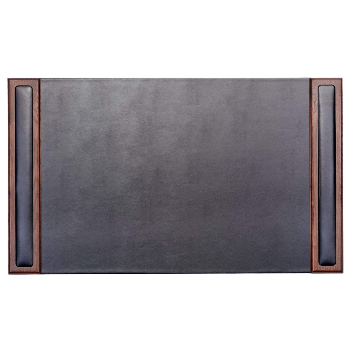 Dacasso Walnut and Black Leather Desk Set, 10-Piece, 34" x 20"