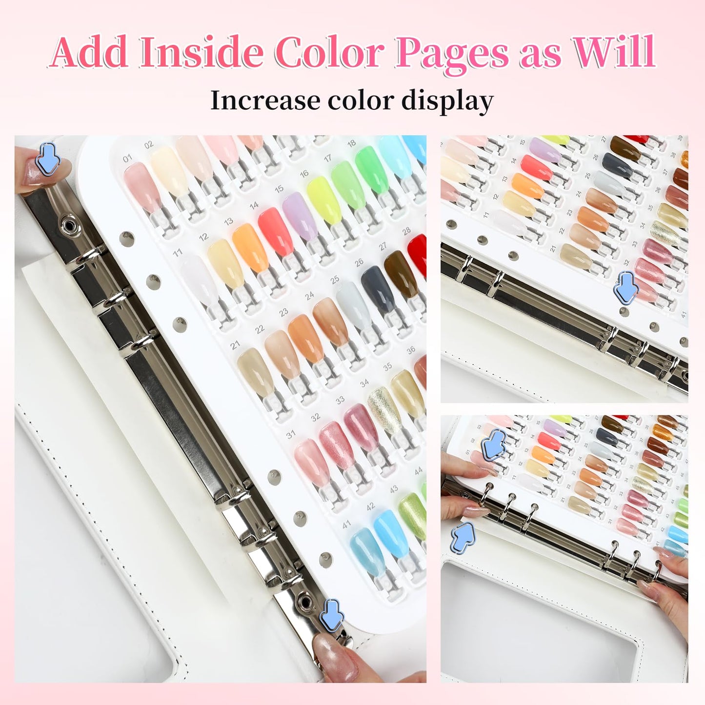 ASTONFOG Nail Color Swatch Book Professional Nail Display Book for Gel Polish Nail Art Design Nail Swatches Chart Book with 150 Clear Replacement Nail Tips Salon Home Use
