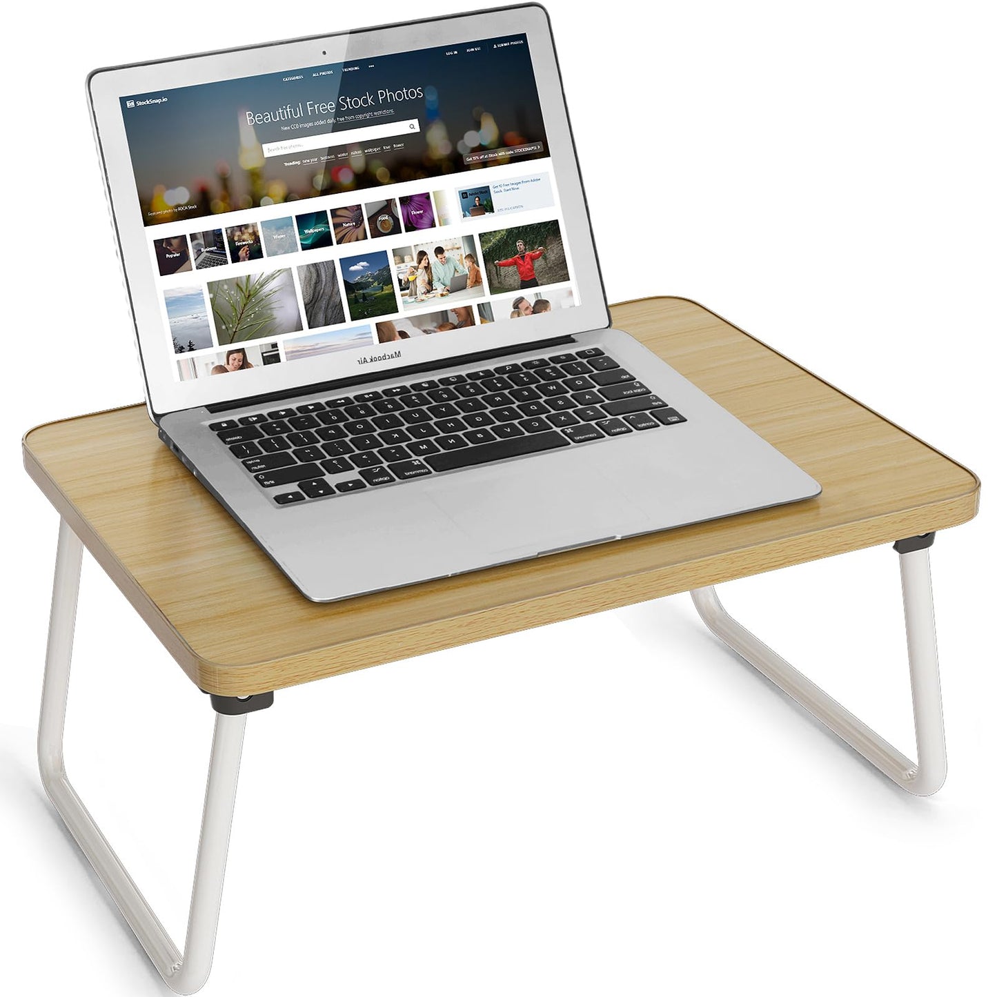 Lap Desks Laptop Tray for Bed or Couch, Breakfast Serving Tray with Folding Legs,Portable & Lightweight Mini Table, Laptop Stand for Working, Reading and Writing,Beige