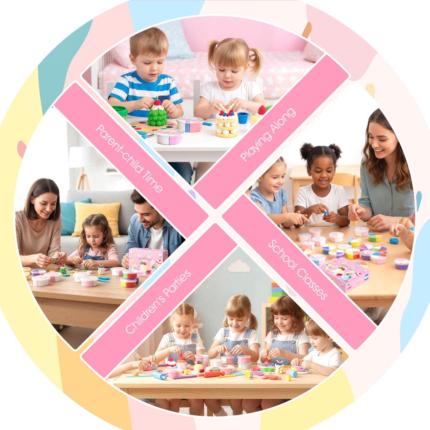 Air Dry Clay Kits for Kids - hittaty Cake Themed Model Magic Clay, 12 Boxes Molding Clay for Kids with Sculpting Tools and Tutorials, Safe, Soft & Non-Sticky DIY Arts and Crafts Gift for Boys & Girls
