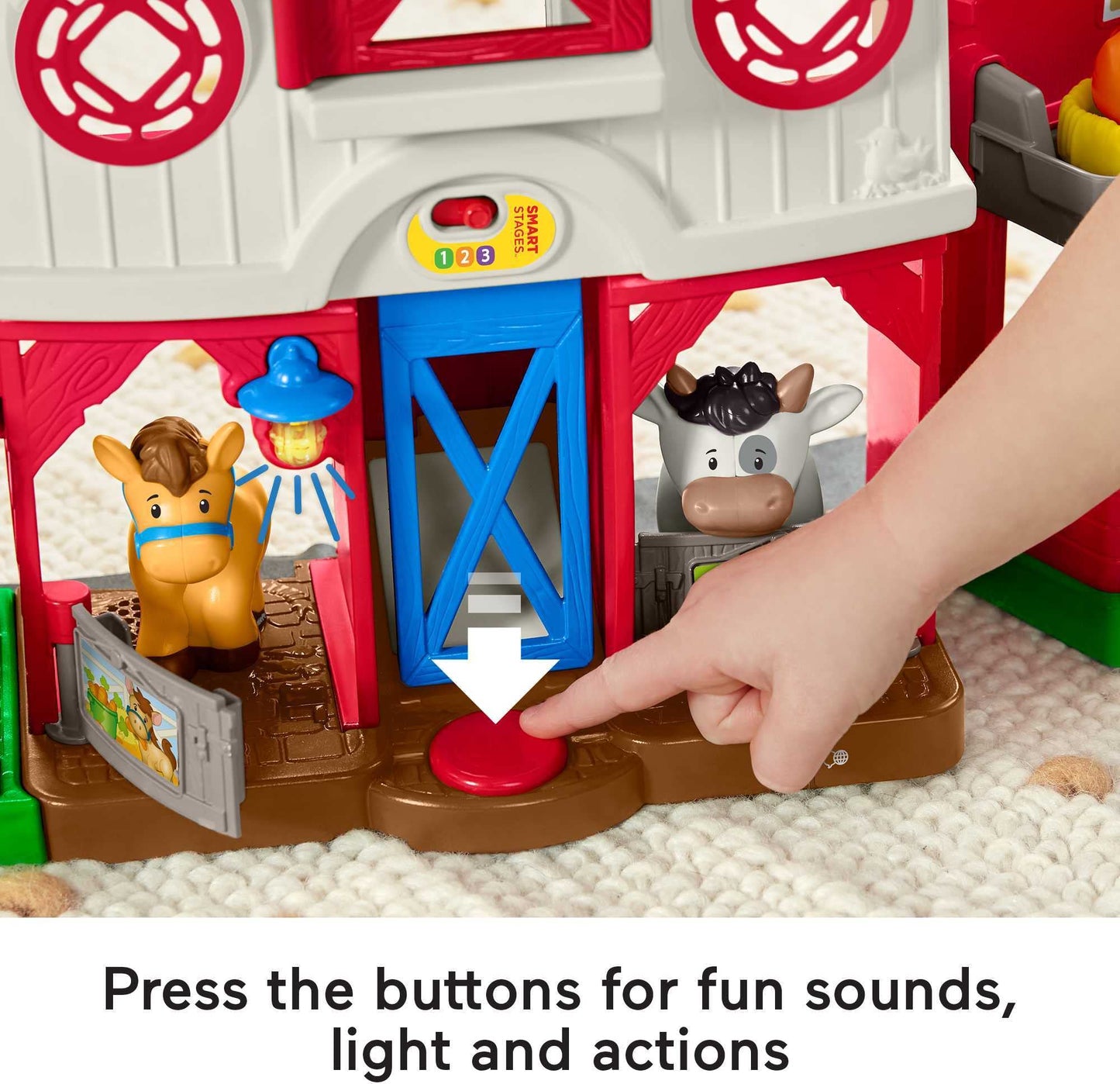 Fisher-Price Little People Caring for Animals Farm Electronic Interactive playset with Smart Stages Learning Songs for Toddlers Ages 1 and up (Amazon Exclusive)