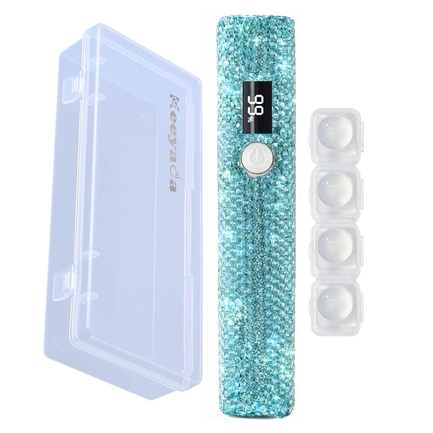 keeyada Handheld UV Nail Lamp with Sparkly Rhinestones, 3W Portable LED Nail Lamp, Wireless Rechargeable USB Nail Dryer with Silicone Stamper, LCD Display, Ideal for Home DIY Manicures (Green)
