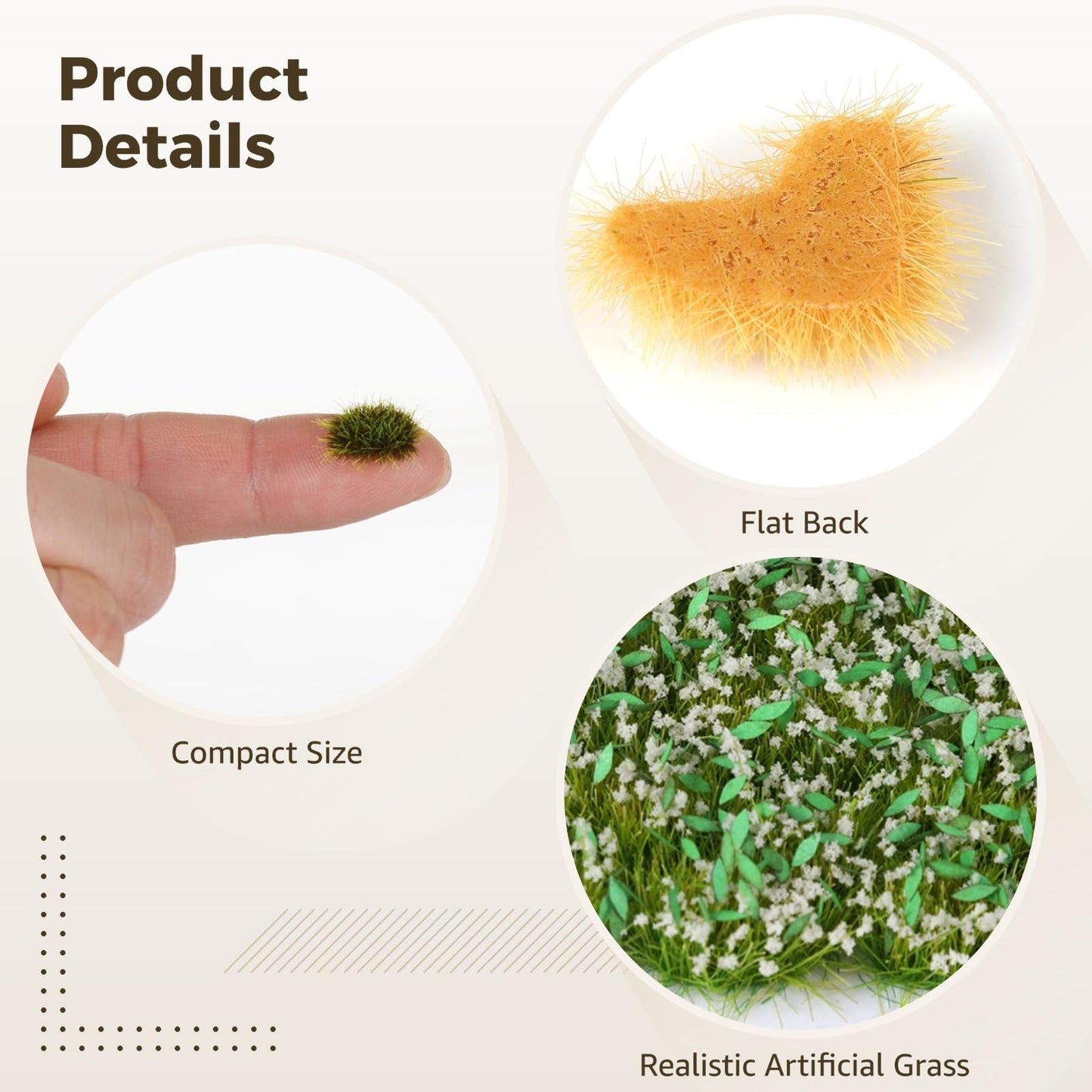 OMISTAR 265 PCS Static Grass Tuft, Model Grass for Diorama, DIY Miniature Fake Grass, Green Yellow Mixed Grass for Railway Layout, Landscape Terrarium Bottle, Flower Pot