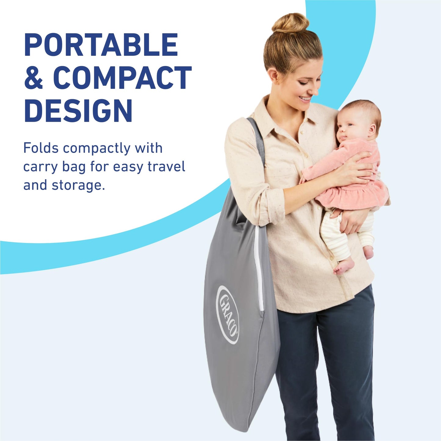 Graco® Pack n Play Dome LX Playard with Baby Bassinet Lightweight Portable Crib Push-Button Fold Travel Crib Redmond Convertible