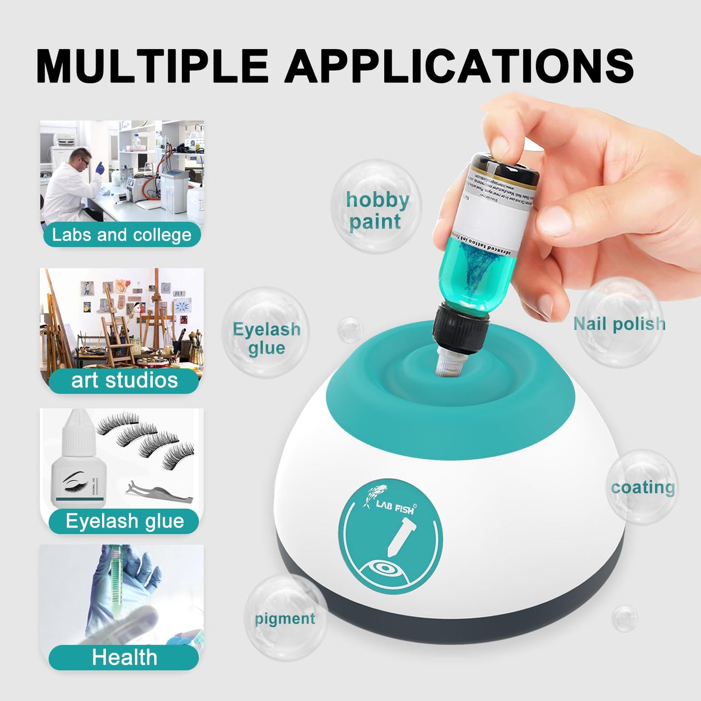 LAB FISH Vortex Model Paint Shaker(Powerful Model) Lab Vortex Mixer for Miniature Bottles,Lash Glue,Nail Polish,Pigment,Eyelash