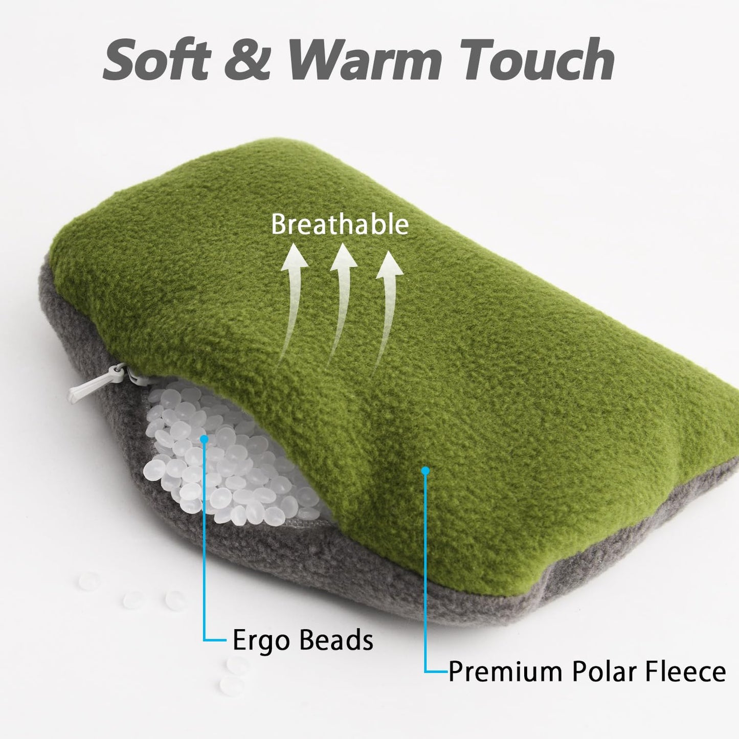 Large Mouse Wrist Rest Bean Bag, Ergonomic Mouse Support Pad Filled Ergo Beads for Computer, Laptop, PC Gaming (Green)