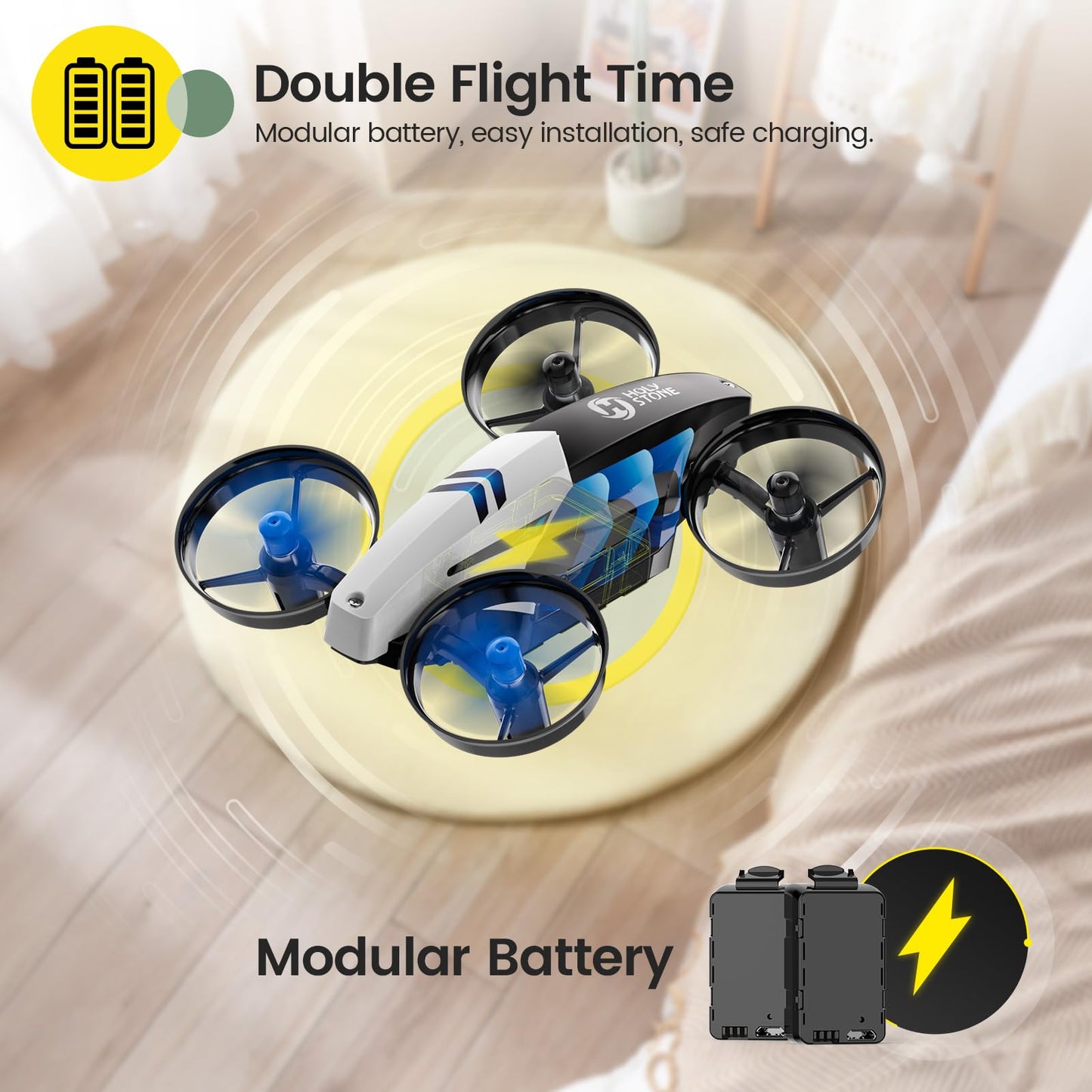 Holy Stone HS210T Drones for Kids, 2 IN1 MINI Indoor Drone with Land & Fly Mode, Four Posture Deformations RC Quadcopter with 3D Flip, Auto Hovering, Easter day& Birthday Toy Gift for Boys and Girls