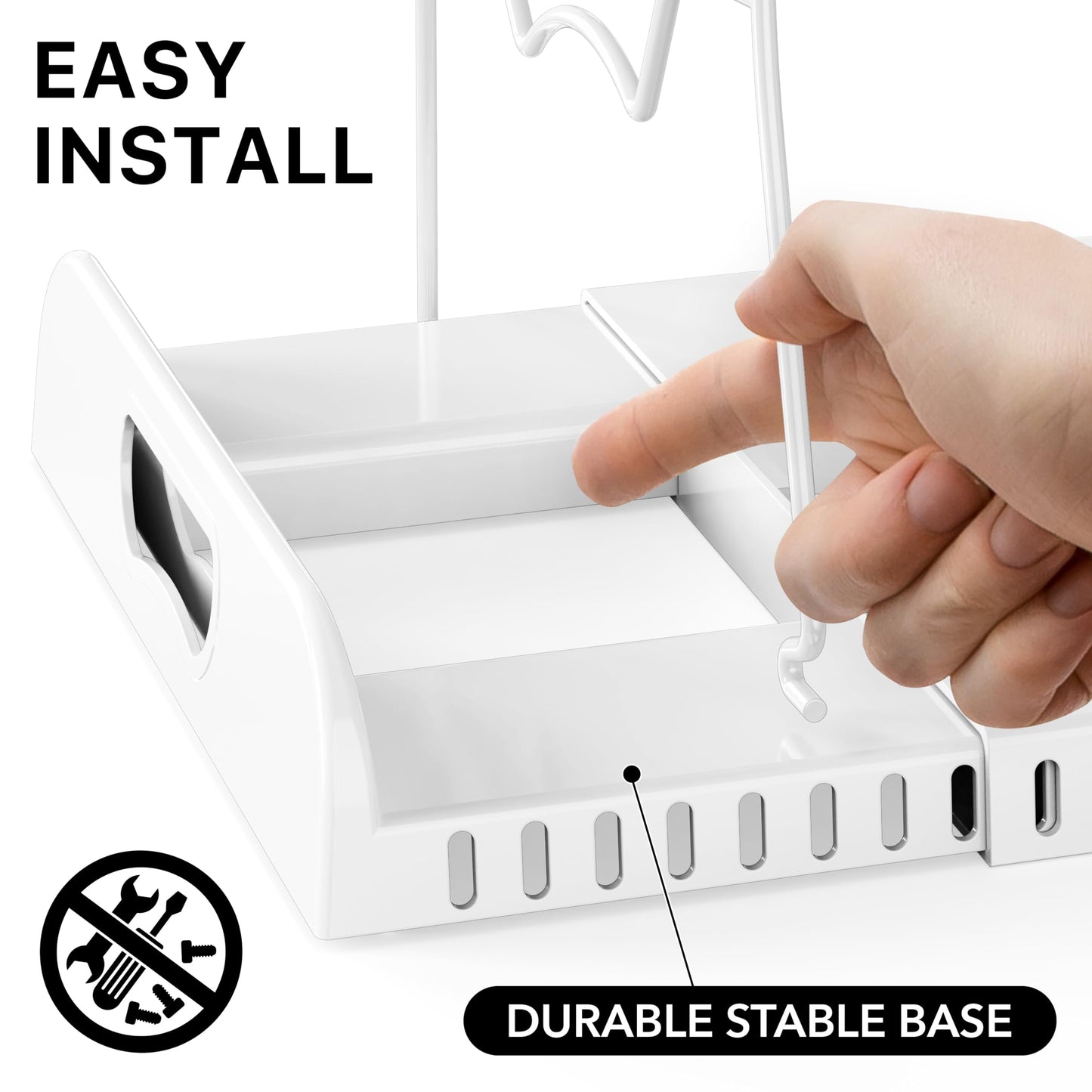 Simple Houseware Expandable Pan Organizer Rack, 10 Adjustable Compartments, White - Kitchen Cabinet Organizer for Pots, Pans, Lids & Bakeware - Pantry & Countertop Storage