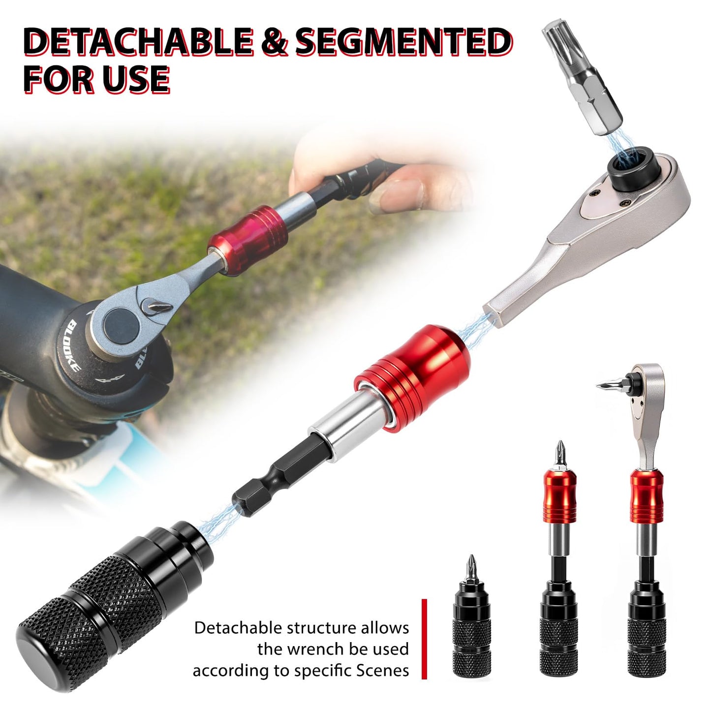 WINFAVO Bike Repair Tool Kit with 10 Magnetic Bits - Alloy Multitool for Bicycle, MTB, Road Cycling - Portable Multifunction Tool Set in One Safety Kit