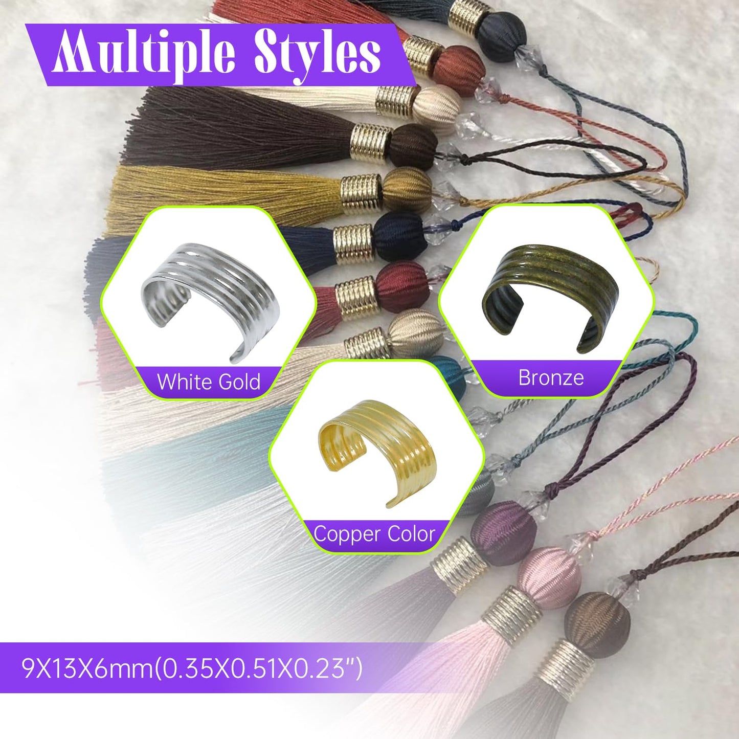 Qimoo Leather Rope Clip, 100pcs Silver Cylindrical Crimping Cord Crimps 9x13mm String Leather Cord Fastener for Leather Tassel Bracelet Necklace Jewelry Making