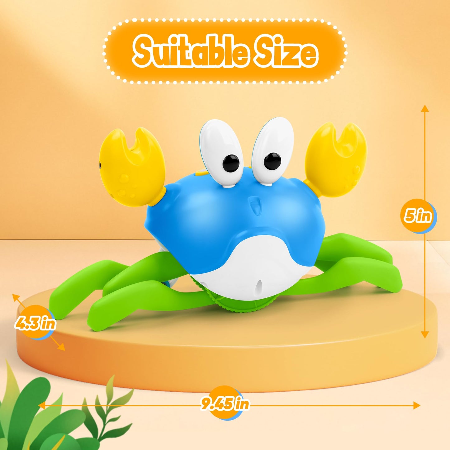 Hielse Crawling Crab Baby Toy, Increase Baby's Tummy Time Crab, Inspire Crawling, Automatic Obstacle, Rechargeable, Music, Remote Control Truck, Recording, Dancing Crab Toy RC Car for Kid Development