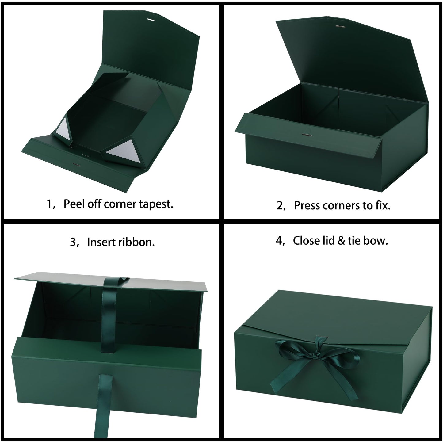 STOBOCTER Gift Box,13.5x10x5 Gift Boxes with Lids for Presents,Green Magnetic Gift Box for Wrapping,Birthday, Wedding, Bridesmaid Proposal, Christmas,Includes Ribbon,Card